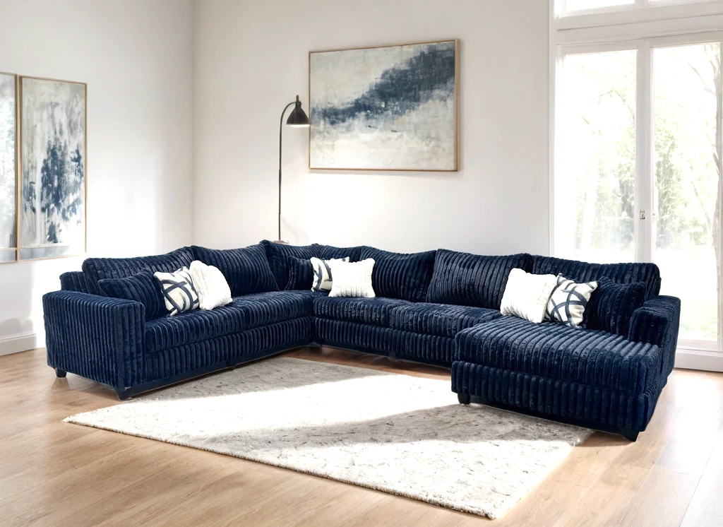 Midnight 4-Piece Blue Oversized Right Arm Facing (RAF) Sectional - Image 2