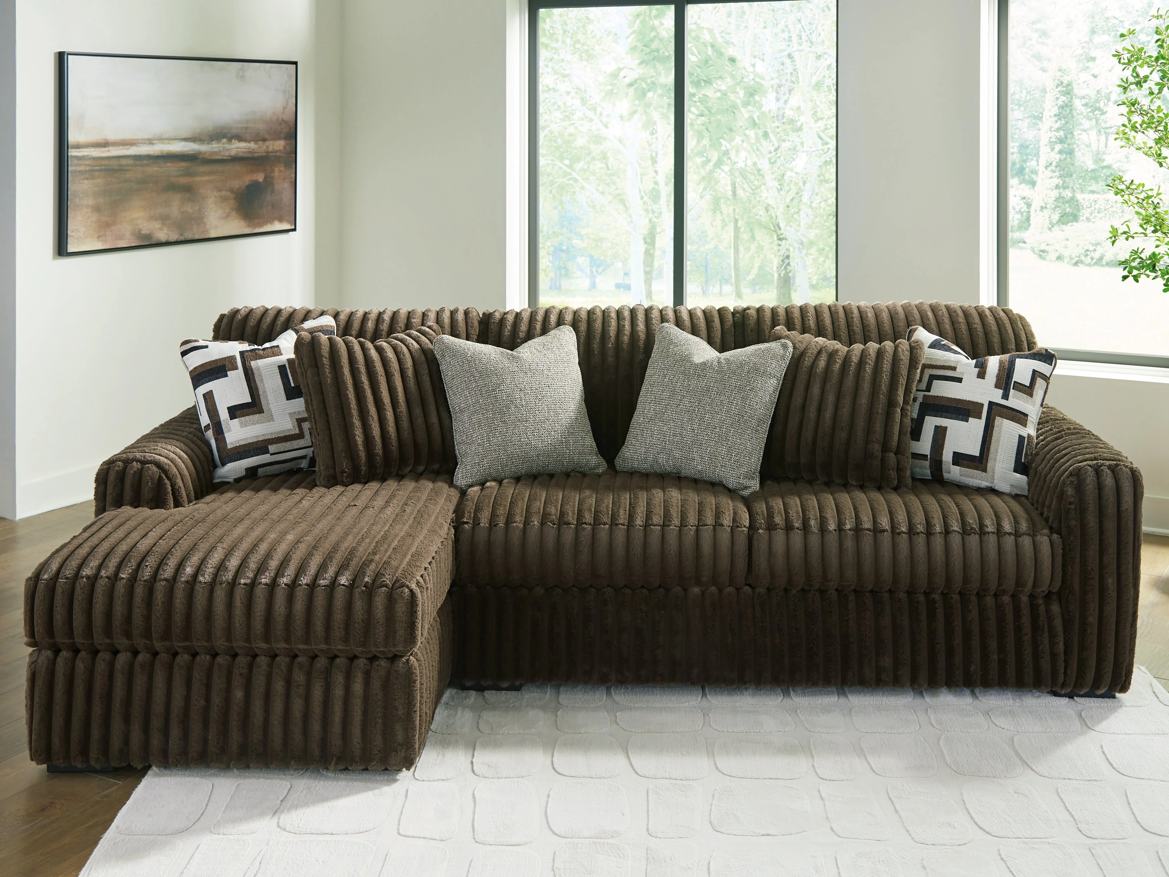 Midnight-Madness Chocolate 2-Piece Sectional Sofa with LAF Chaise