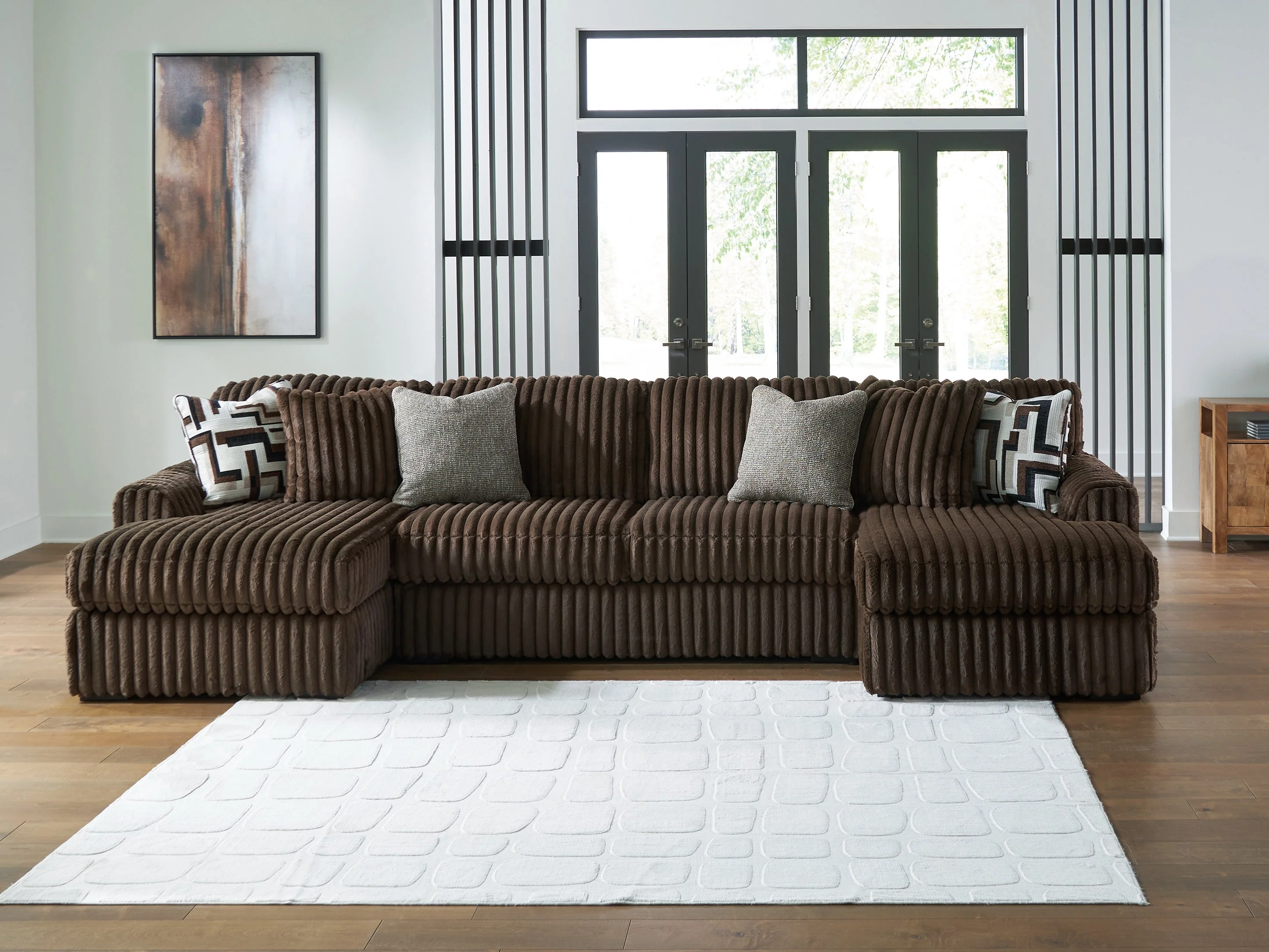 Midnight-Madness Chocolate 3-Piece Sectional with Chaise