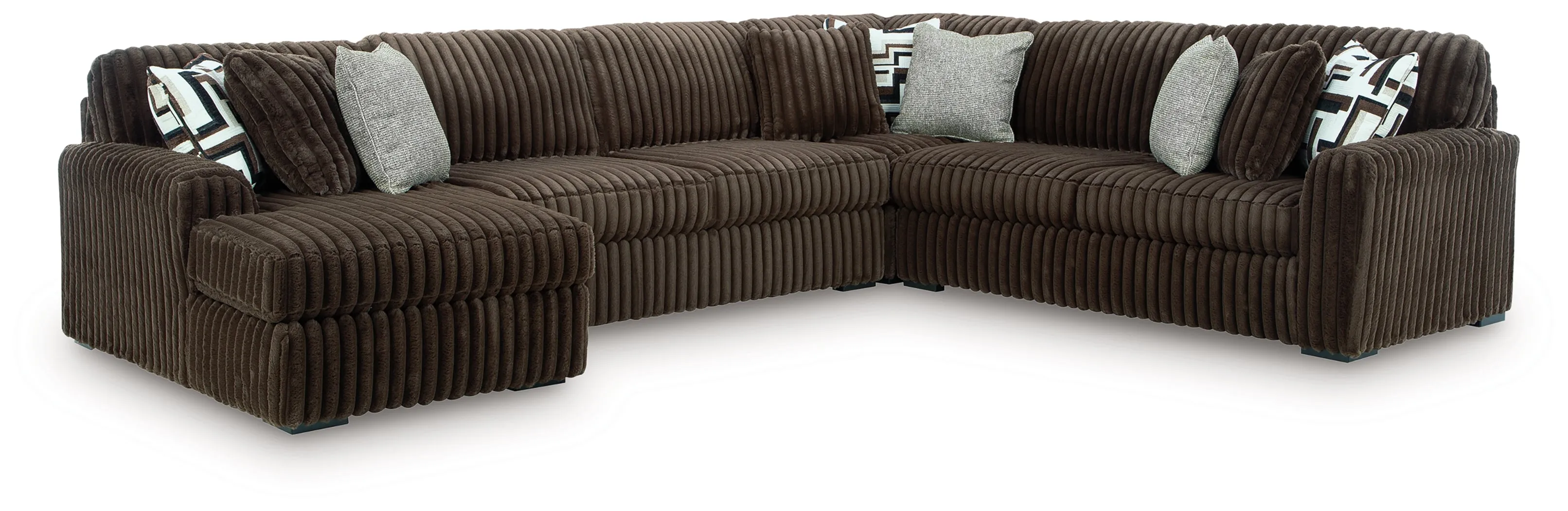 Midnight-Madness Chocolate 4-Piece Sectional with LAF Chaise - Image 2