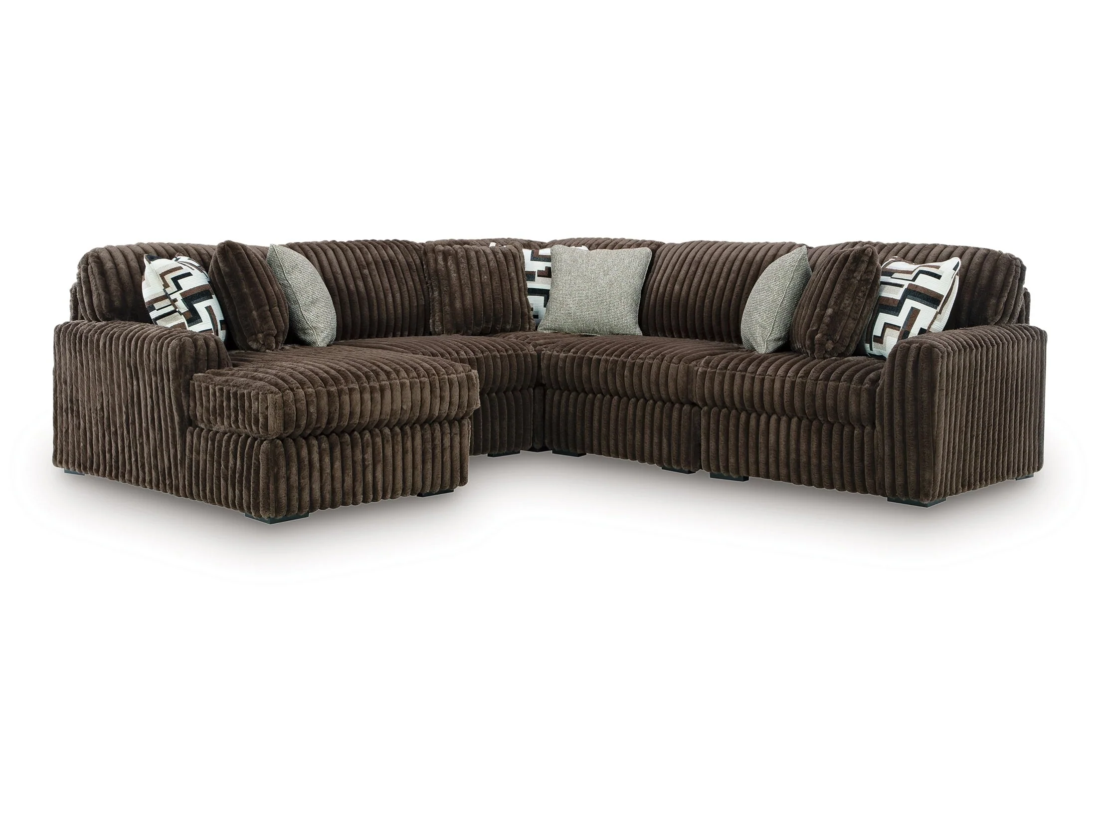 Midnight-Madness Chocolate 5-Piece Sectional with Left Chaise