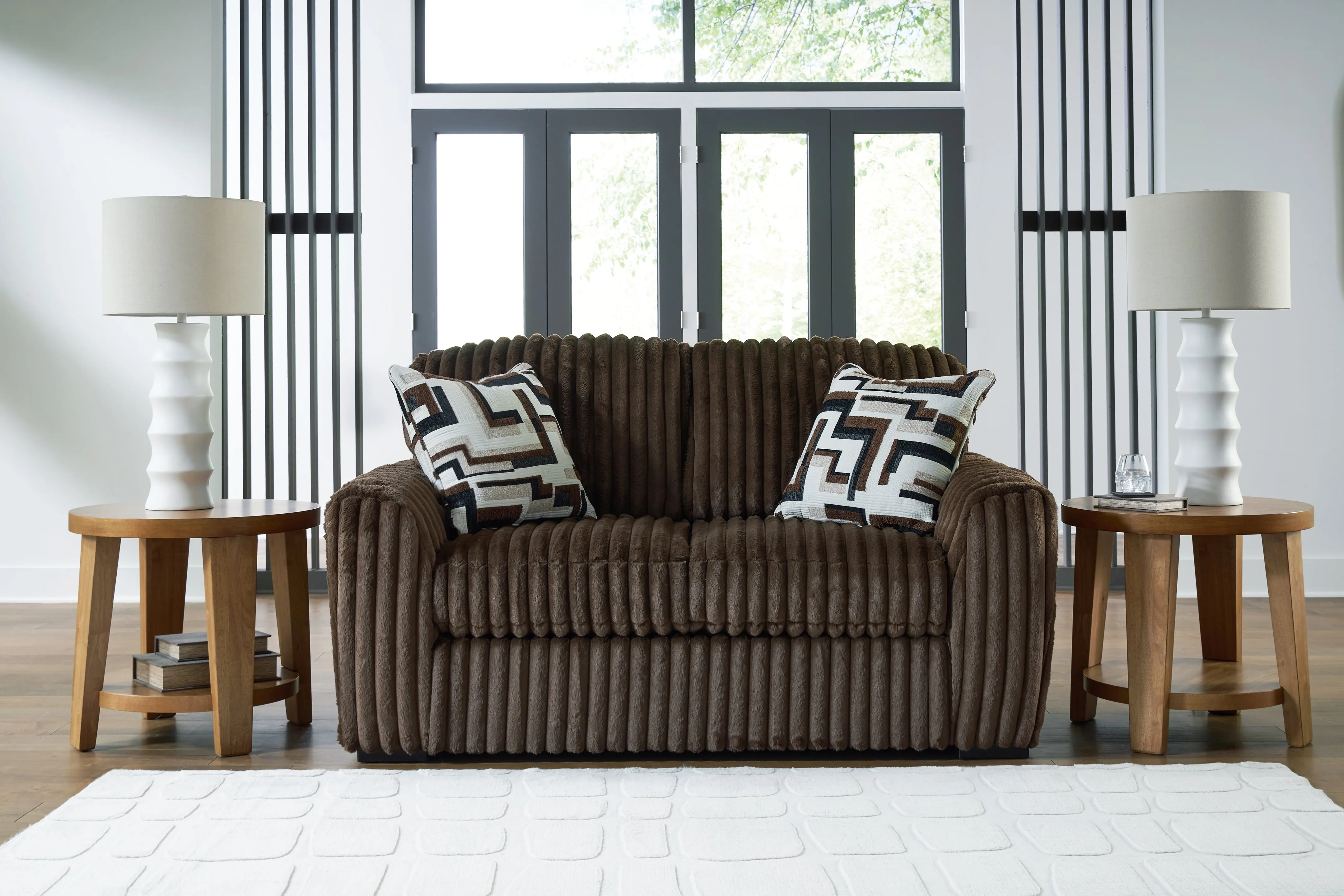 Midnight-Madness Chocolate Loveseat, Oversized Chaise and Ottoman - Image 12
