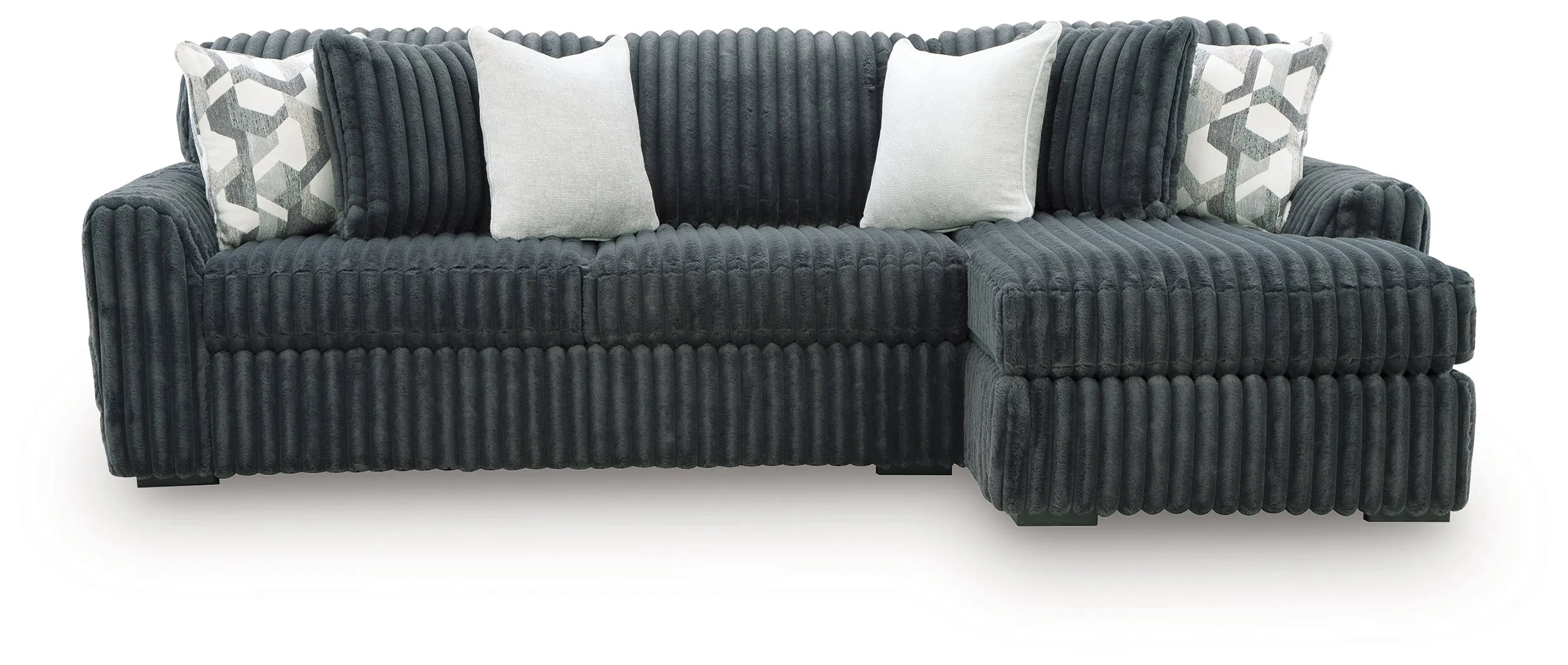 Midnight-Madness Gunmetal 2-Piece Sectional with RAF Chaise - Image 2