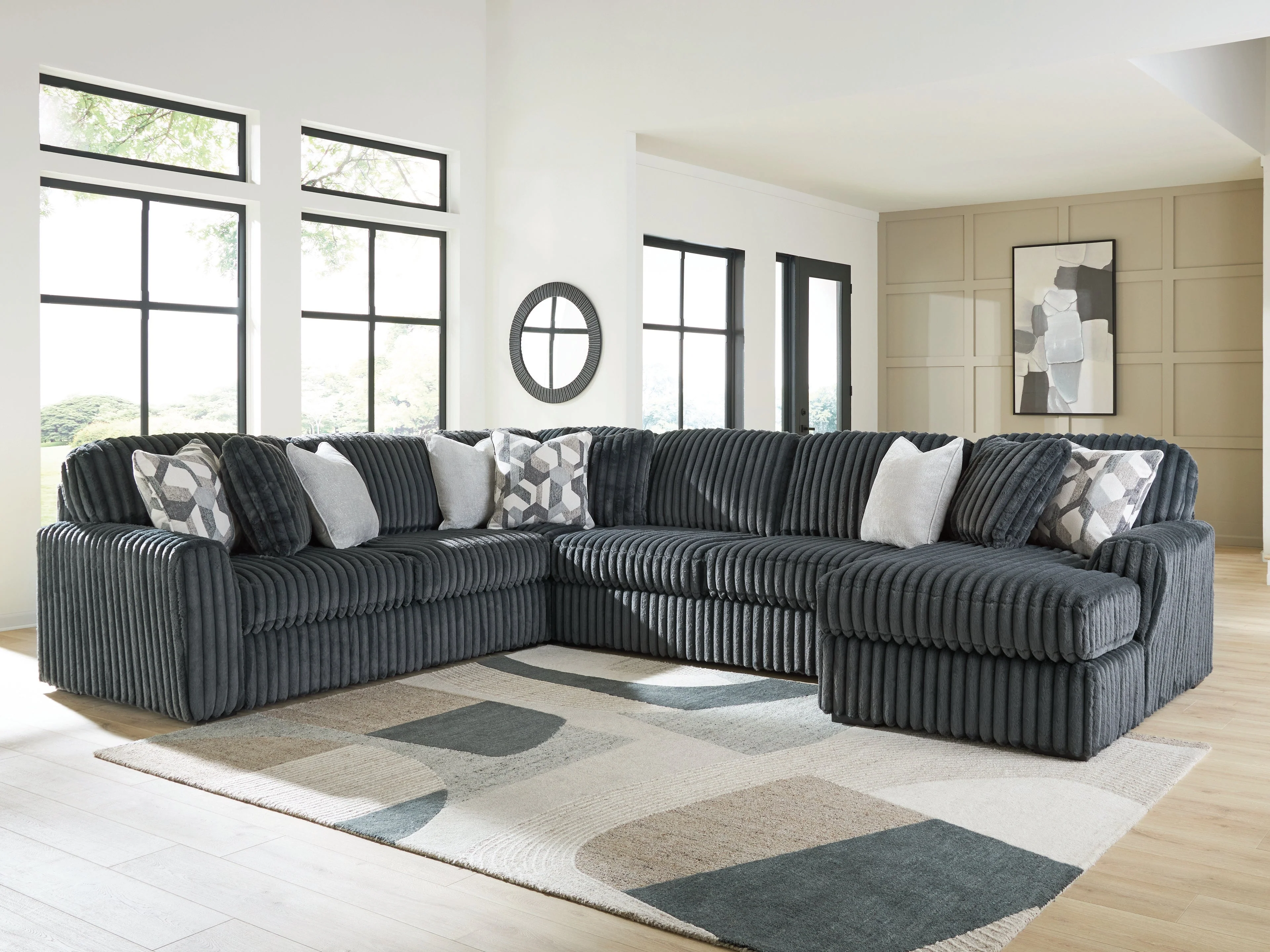 Midnight-Madness Gunmetal 6-Piece Sectional with RAF Chaise