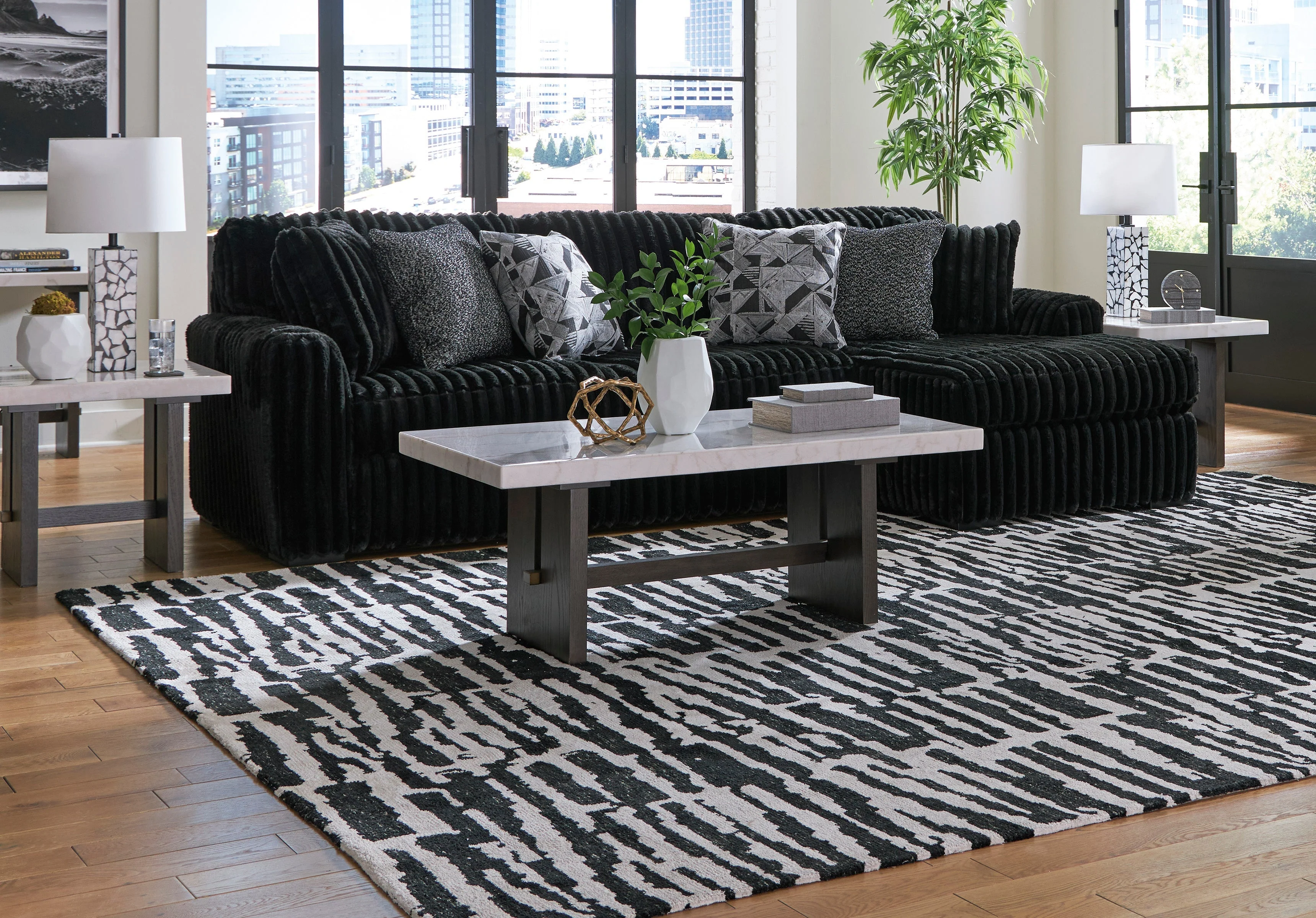 Midnight-Madness Onyx 2-Piece Right Arm Facing Chaise Sectional - Image 2
