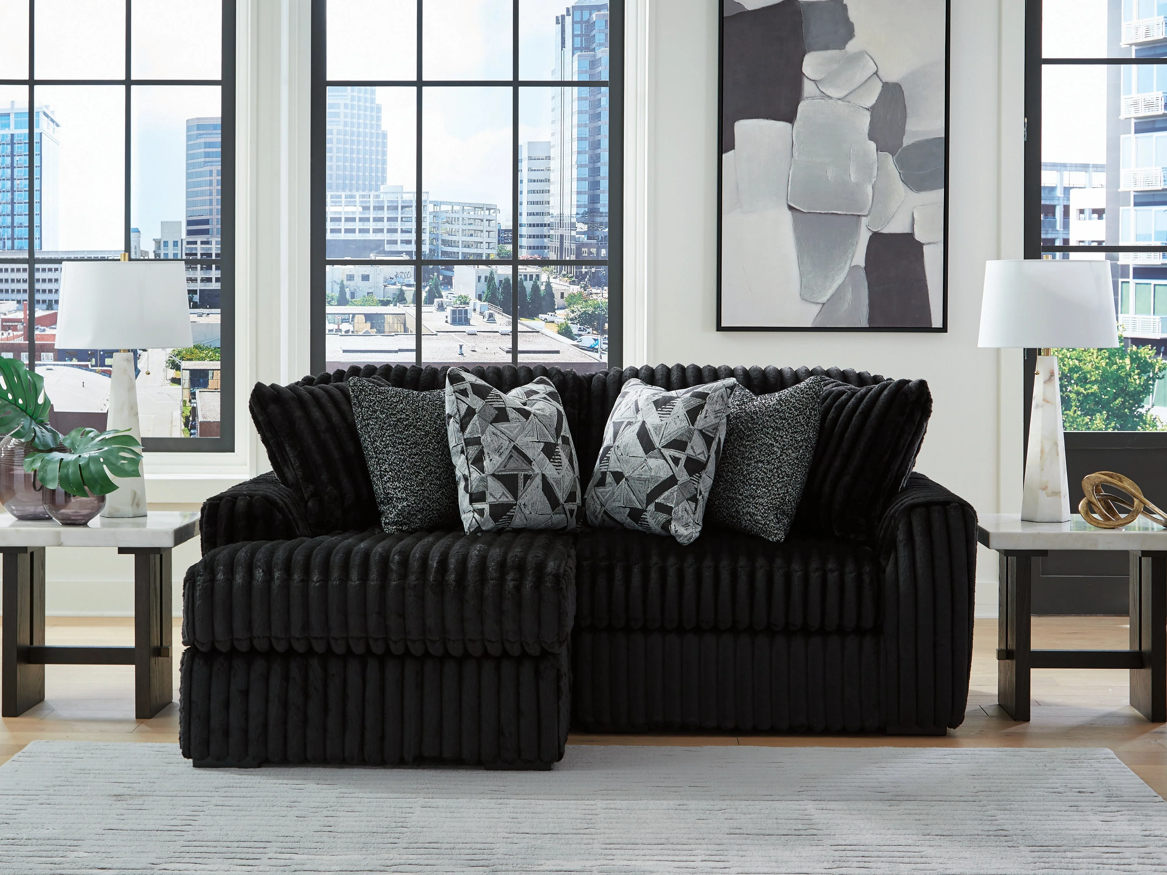 Midnight-Madness Onyx 2-Piece Sectional with Left Chaise