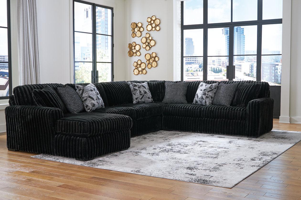 Midnight-Madness Onyx 4-Piece Left Arm Facing Chaise Sectional - Image 3