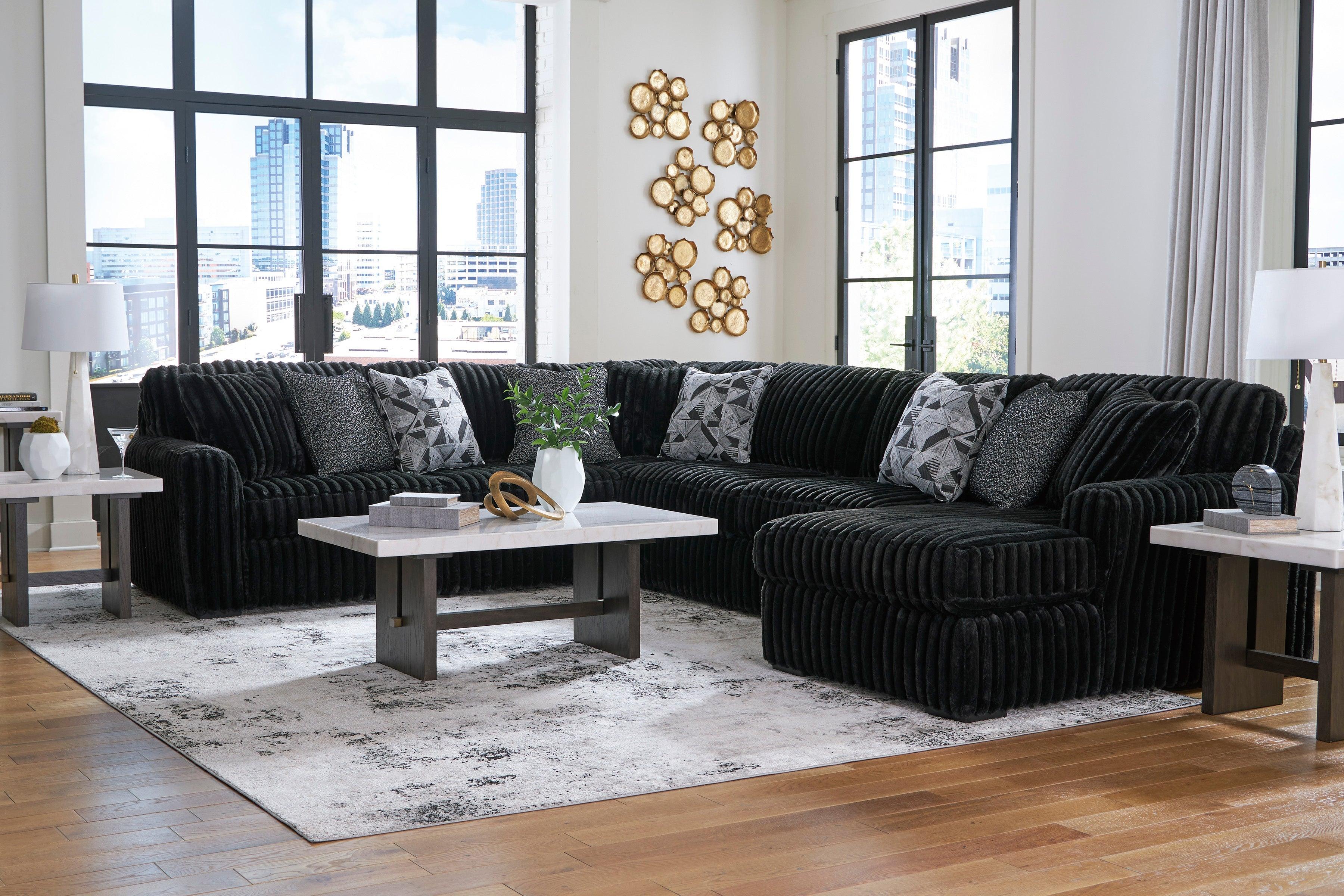 Midnight-Madness Onyx 4-Piece Right Arm Facing Chaise Sectional - Image 9