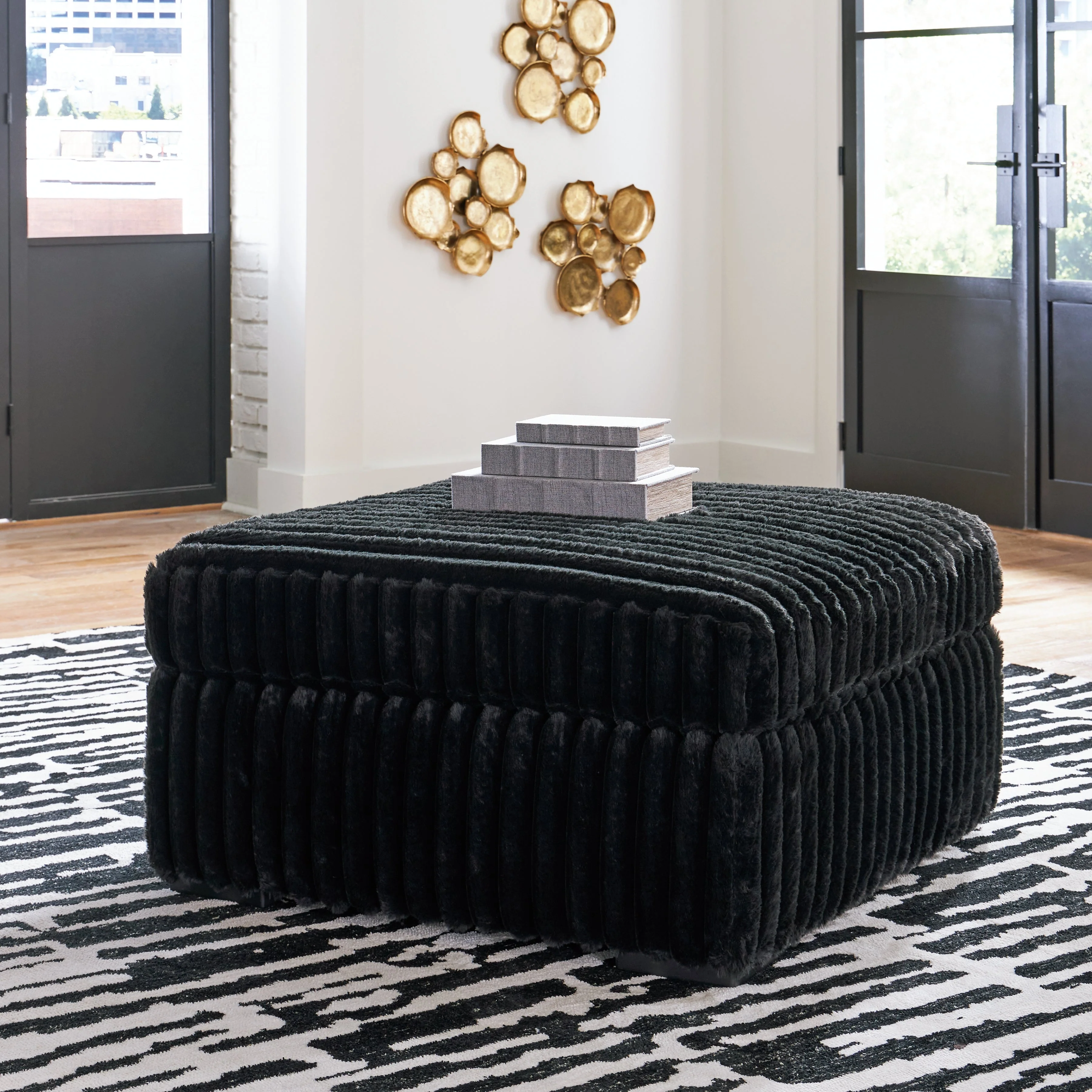 Midnight-Madness Onyx Oversized Chaise and Accent Ottoman - Image 9