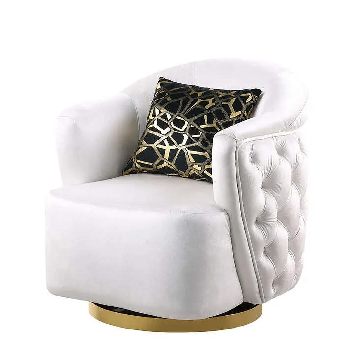 Mila White Velvet Living Room Set - Image 2