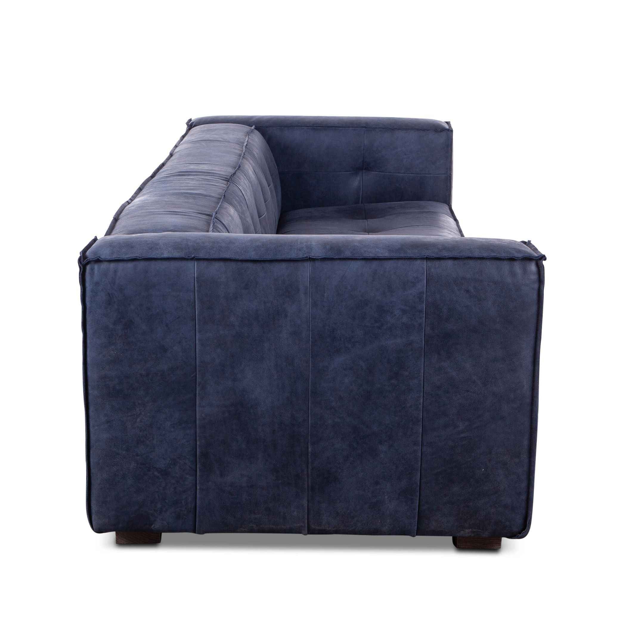 Milano 106" Sofa in Italian Blue Top Grain Leather - Image 5
