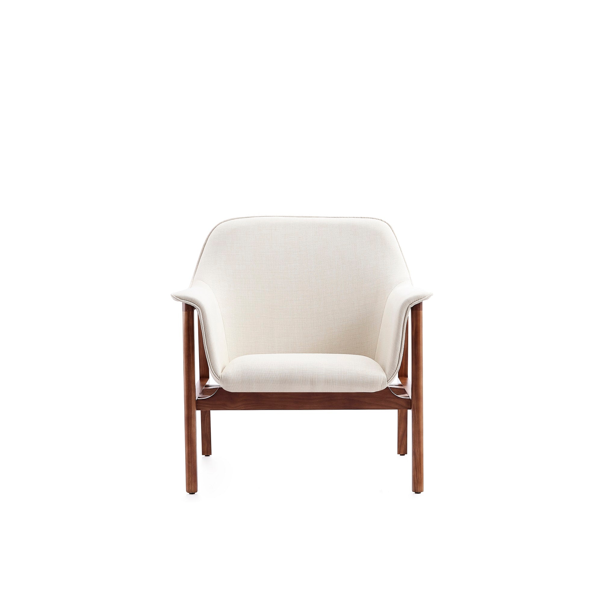 Miller Accent Chair in Cream and Walnut - Image 4