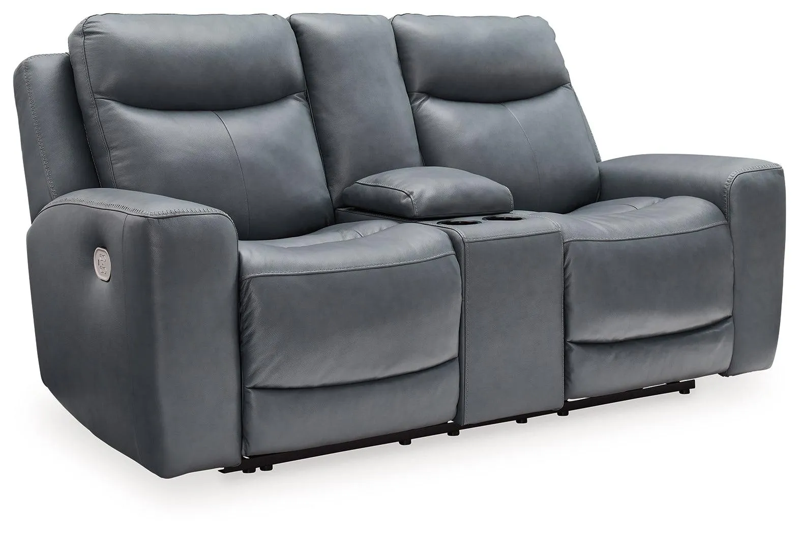 Mindanao Steel Dual Power Leather Reclining Loveseat with Console - Image 2