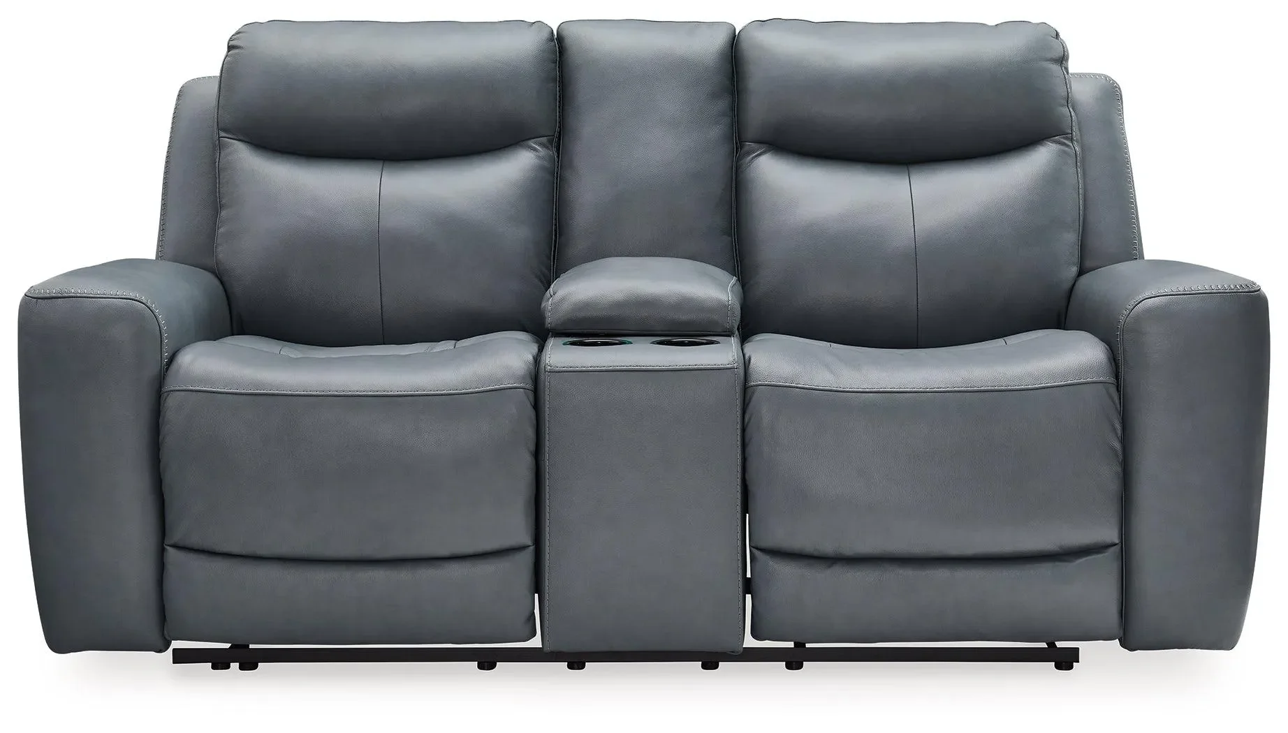 Mindanao Steel Dual Power Leather Reclining Loveseat with Console - Image 4