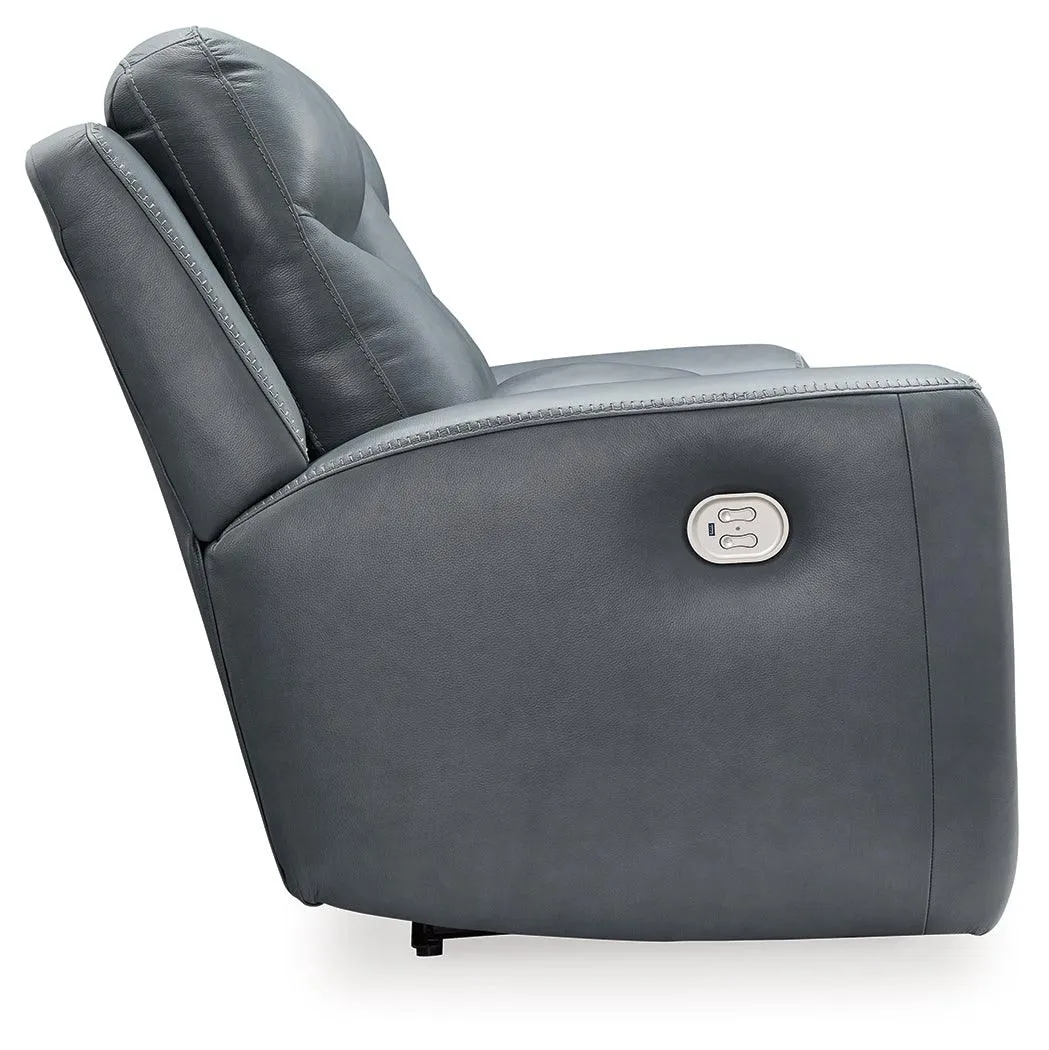 Mindanao Steel Dual Power Leather Reclining Loveseat with Console - Image 5