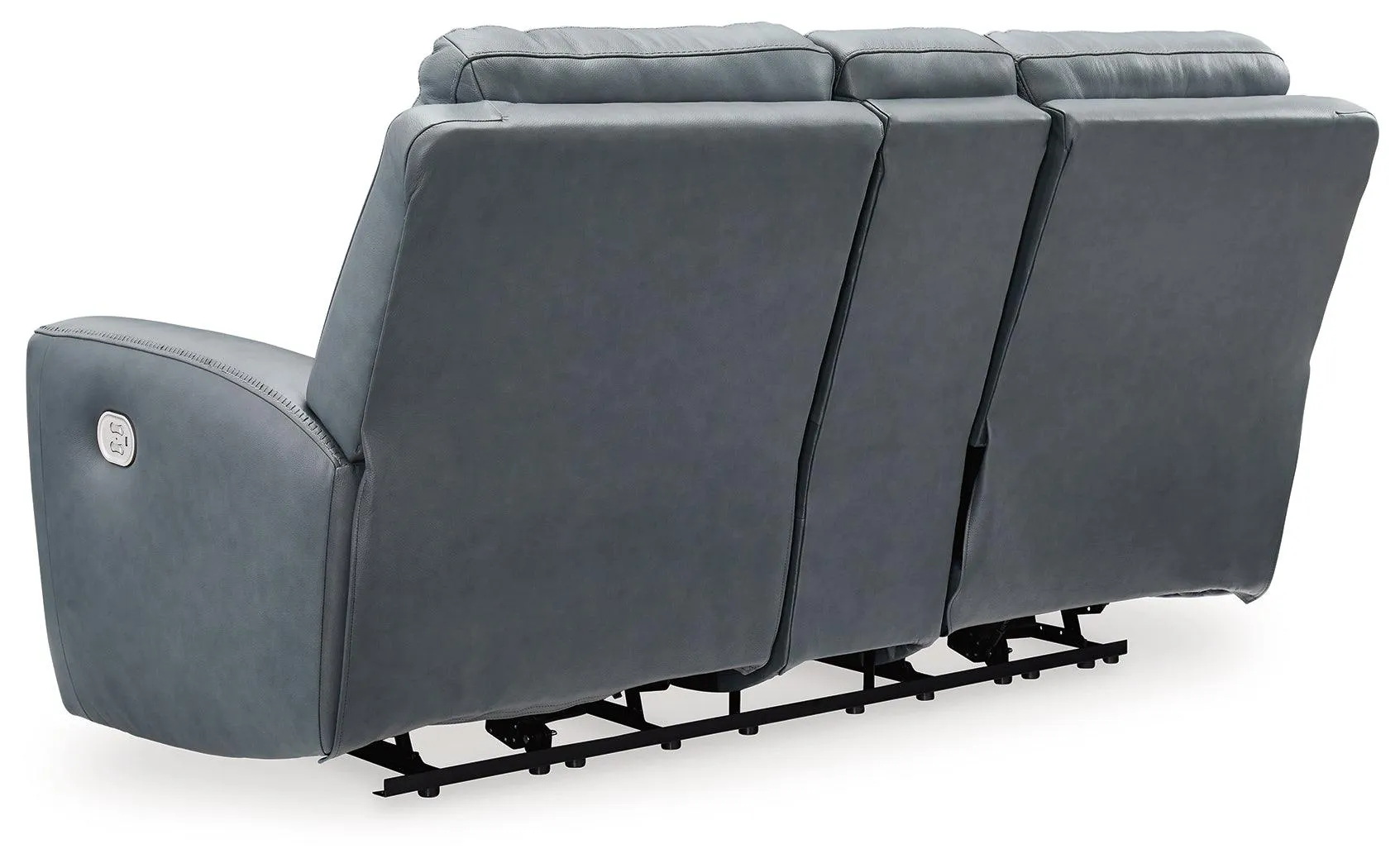 Mindanao Steel Dual Power Leather Reclining Loveseat with Console - Image 6