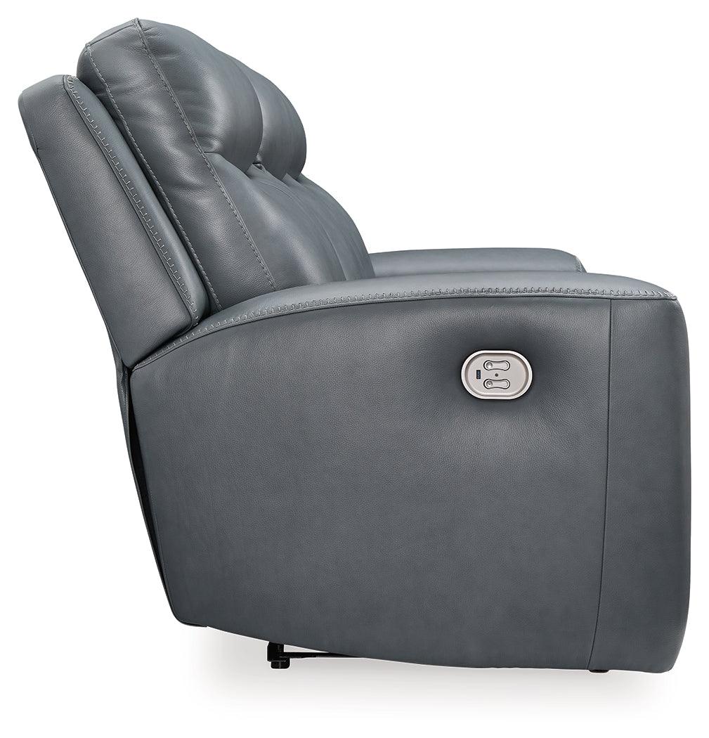 Mindanao Steel Dual Power Leather Reclining Sofa - Image 5
