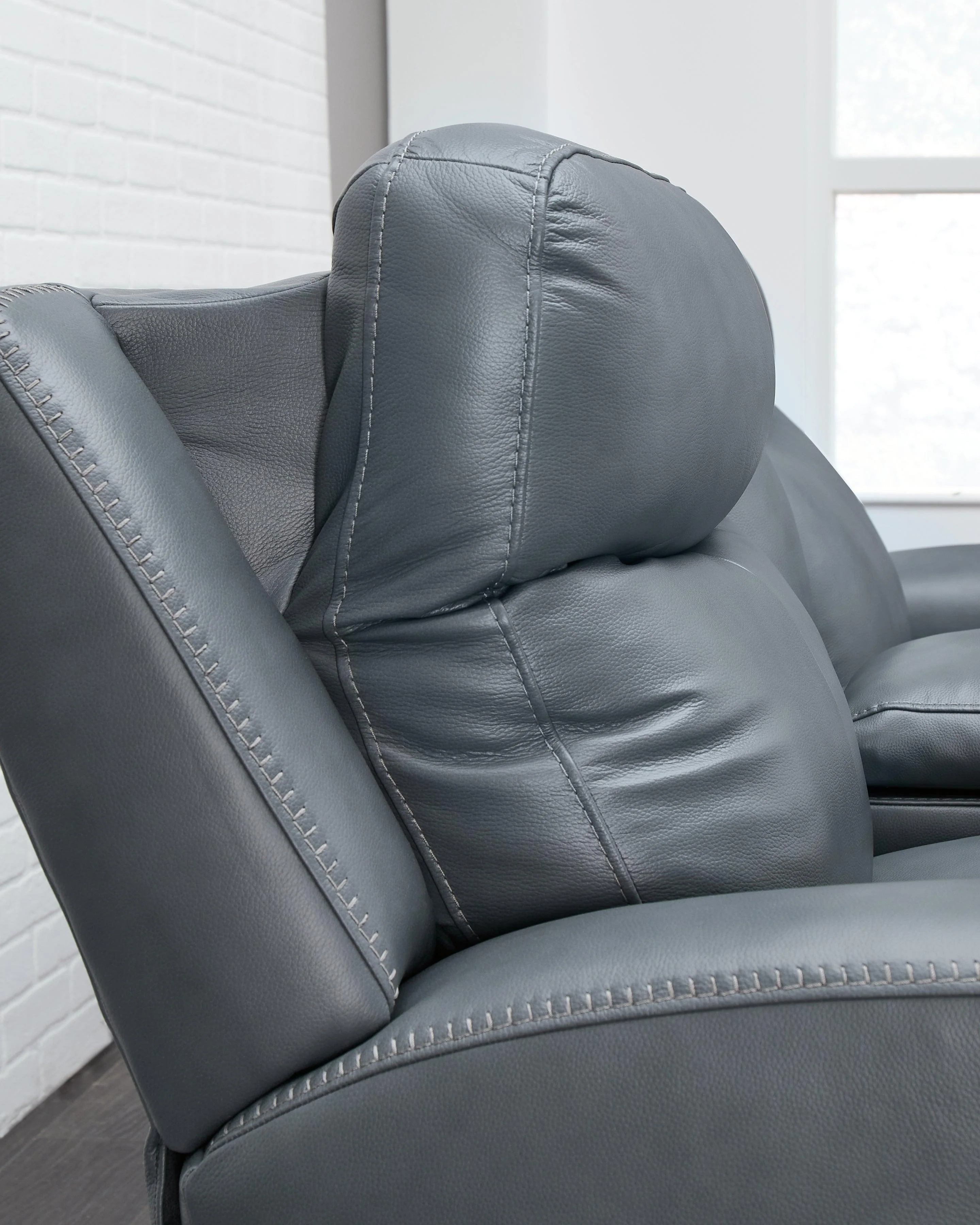 Mindanao Steel Dual Power Leather Reclining Sofa - Image 7
