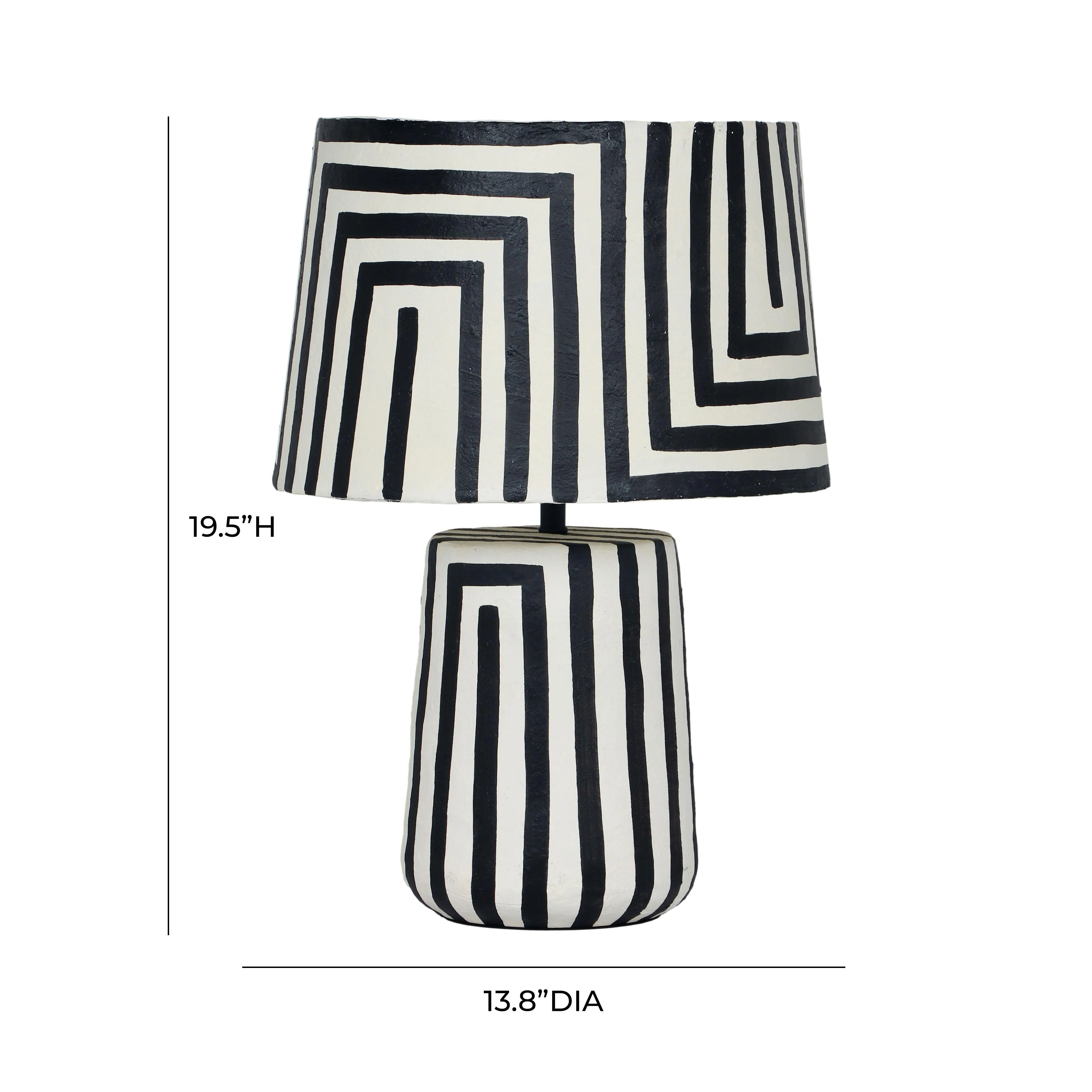 Minori Black Striped Papier Mache Table Lamp - Image 6