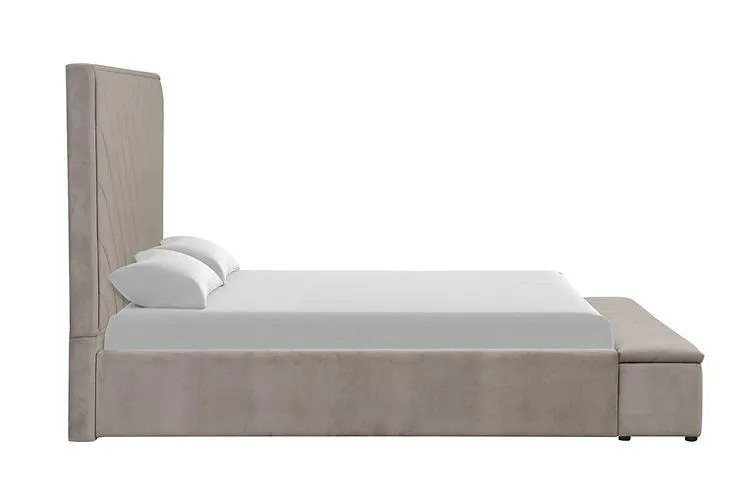 Mio Velvet Grey Queen Bed - Image 4