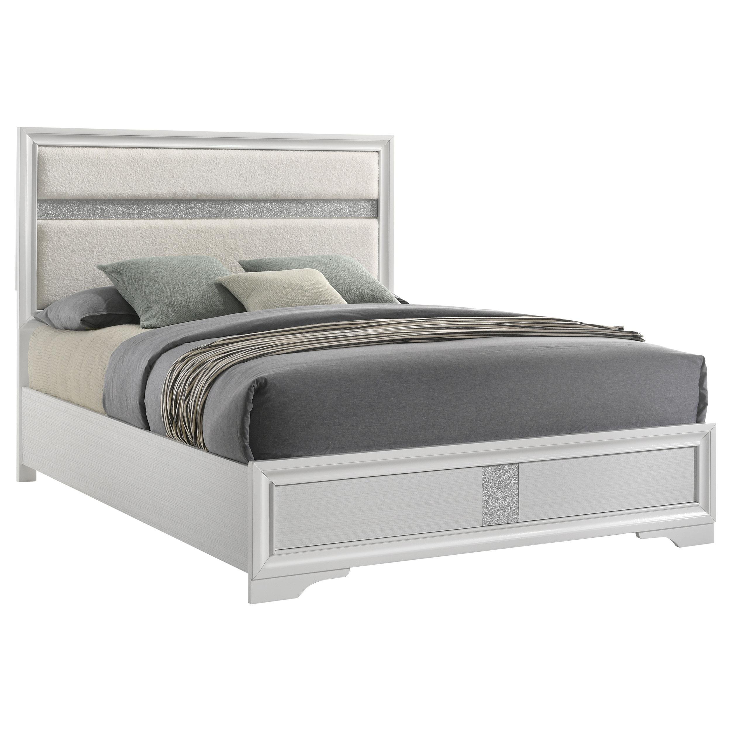 Miranda 55-inch Upholstered California King Panel Bed White - Image 2