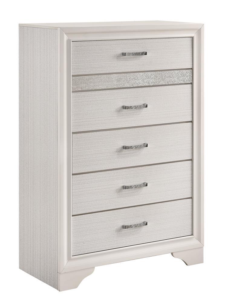 Miranda White/Rhinestone 5-Drawer Chest - Image 2