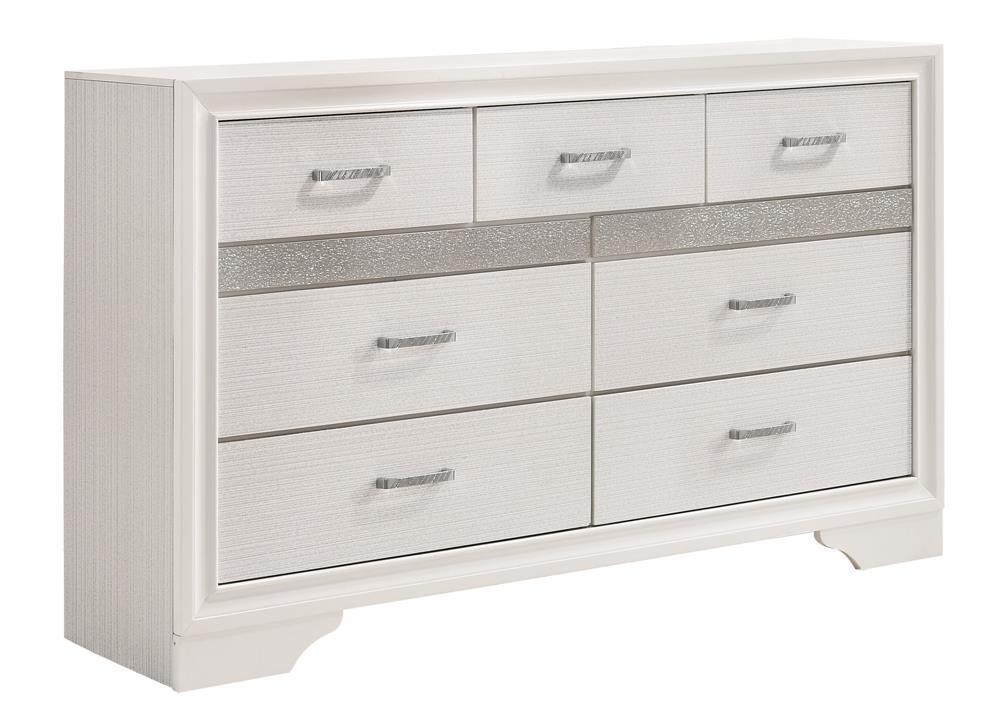 Miranda White/Rhinestone 7-Drawer Dresser - Image 4