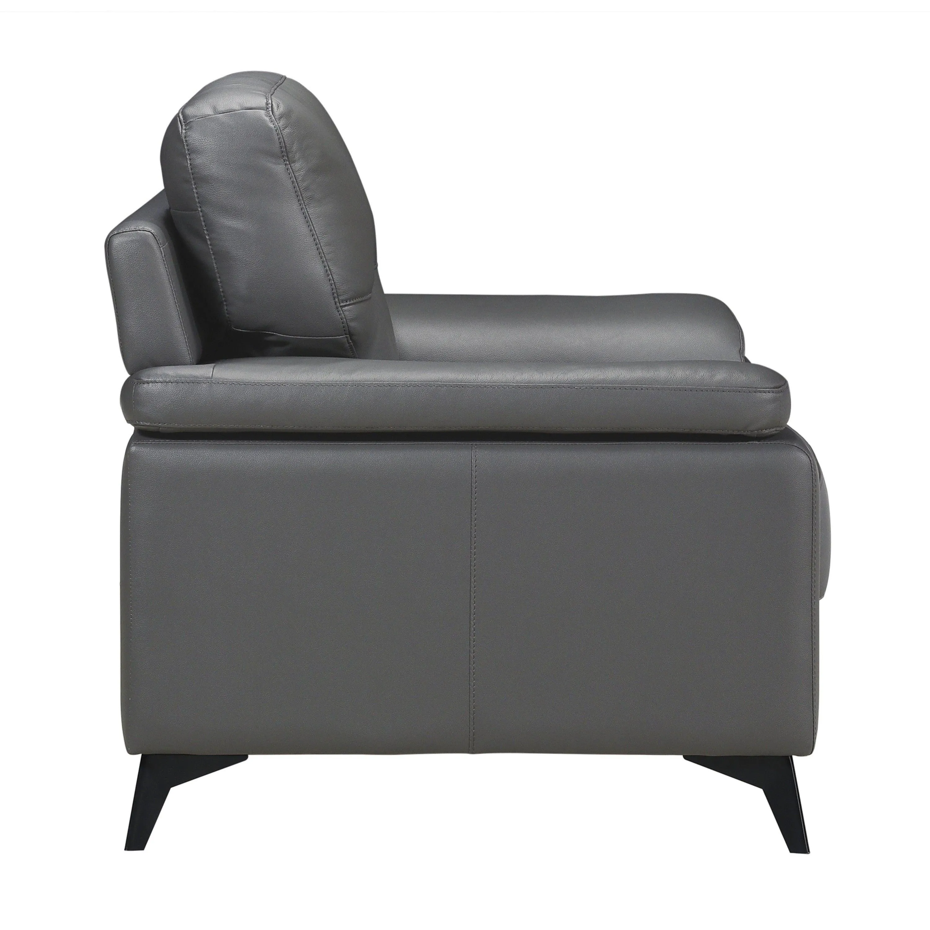 Mischa Dark Gray Top-Grain Leather Chair - Image 3