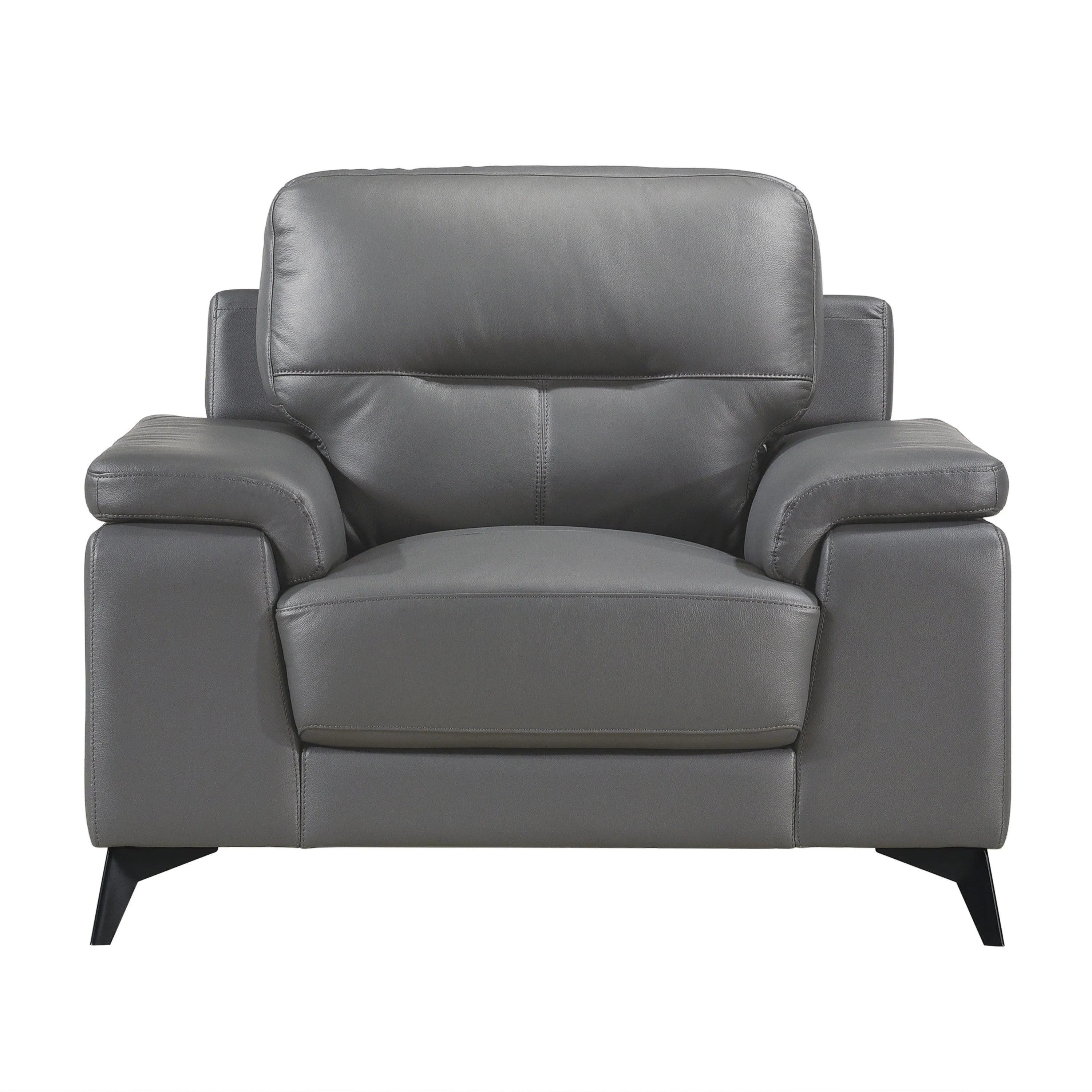Mischa Dark Gray Top-Grain Leather Living Room Set - Image 5