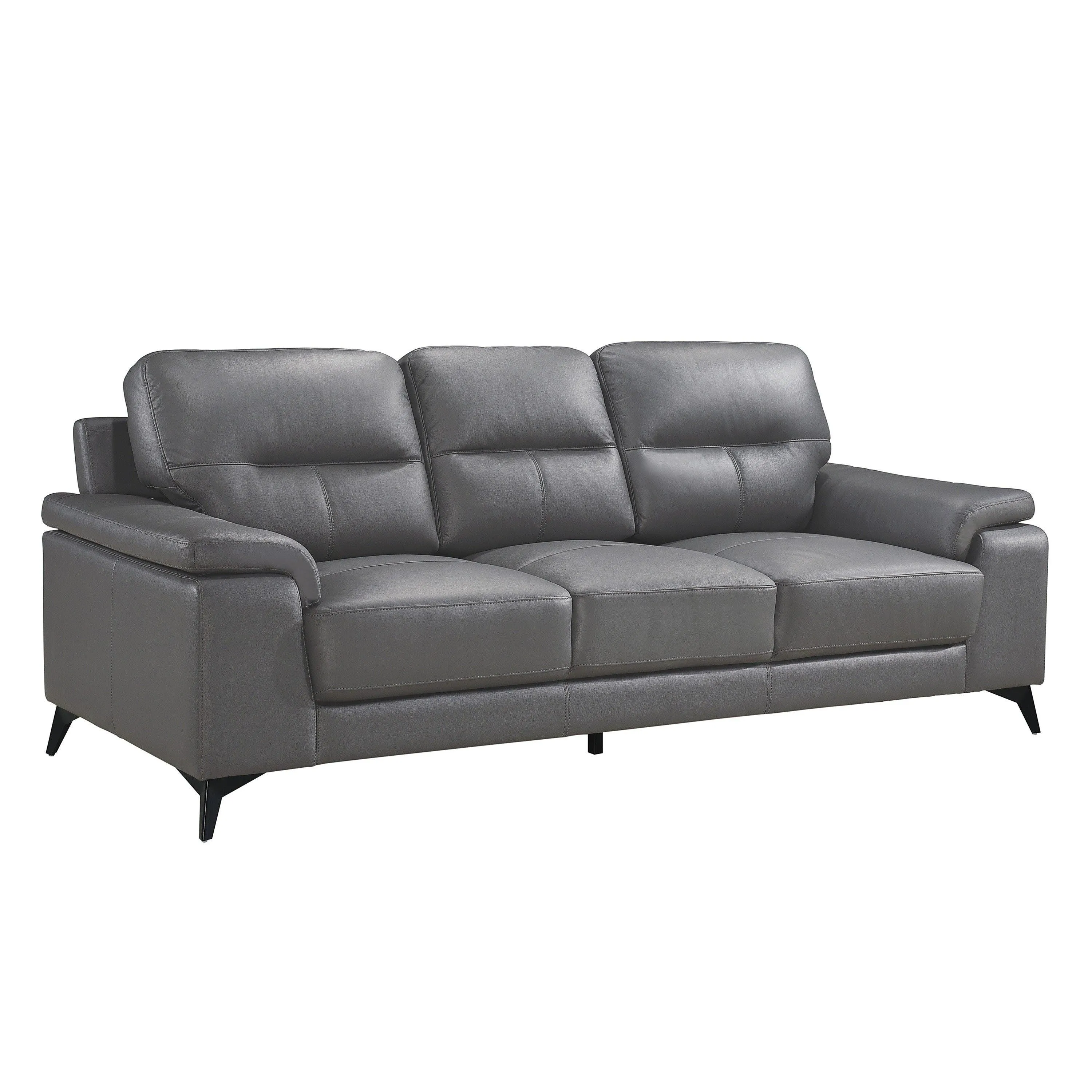 Mischa Dark Gray Top-Grain Leather Sofa - Image 3