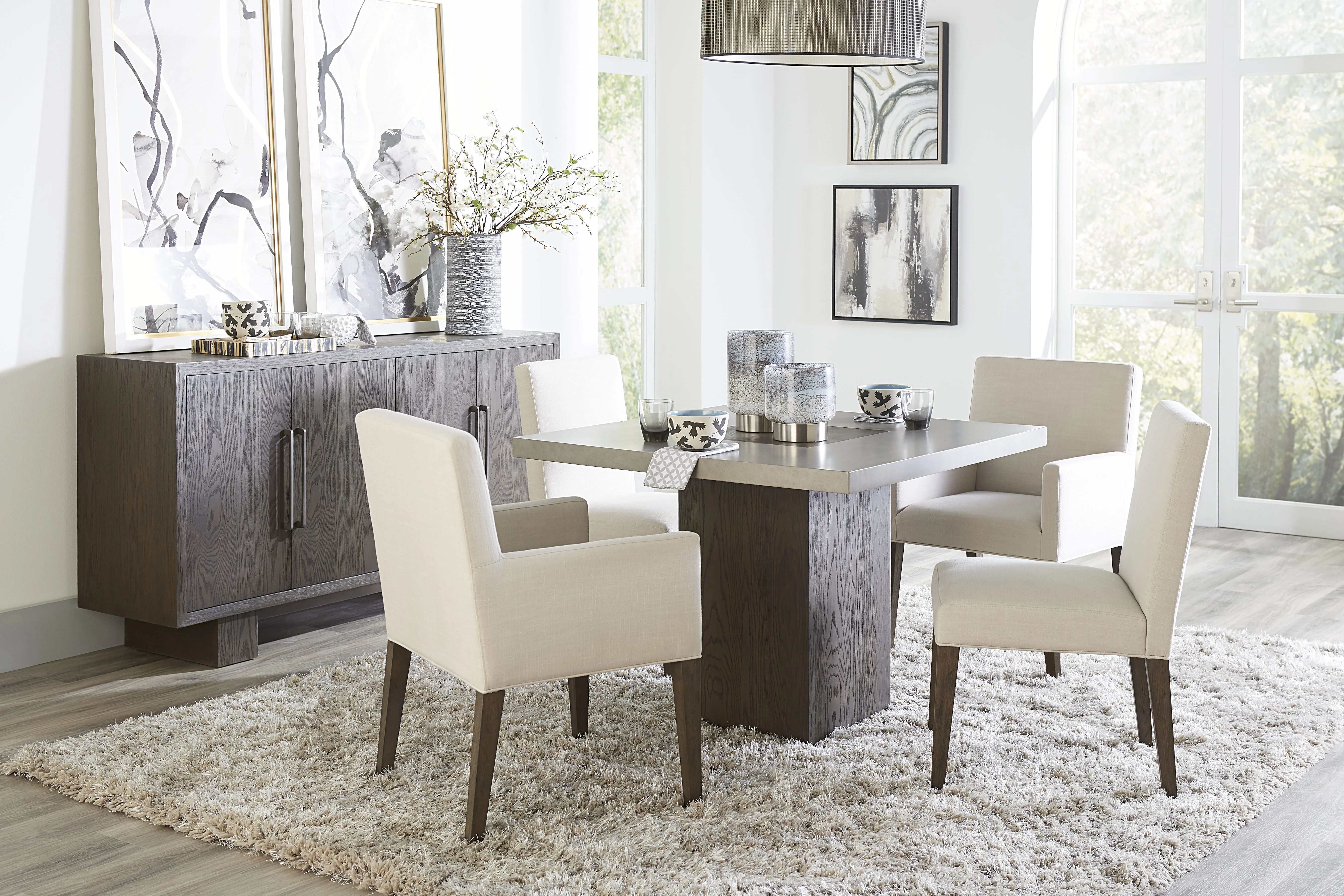 Modesto Upholstered Arm Chair in Abalone Linen and French Roast (Set of 2) - Image 3