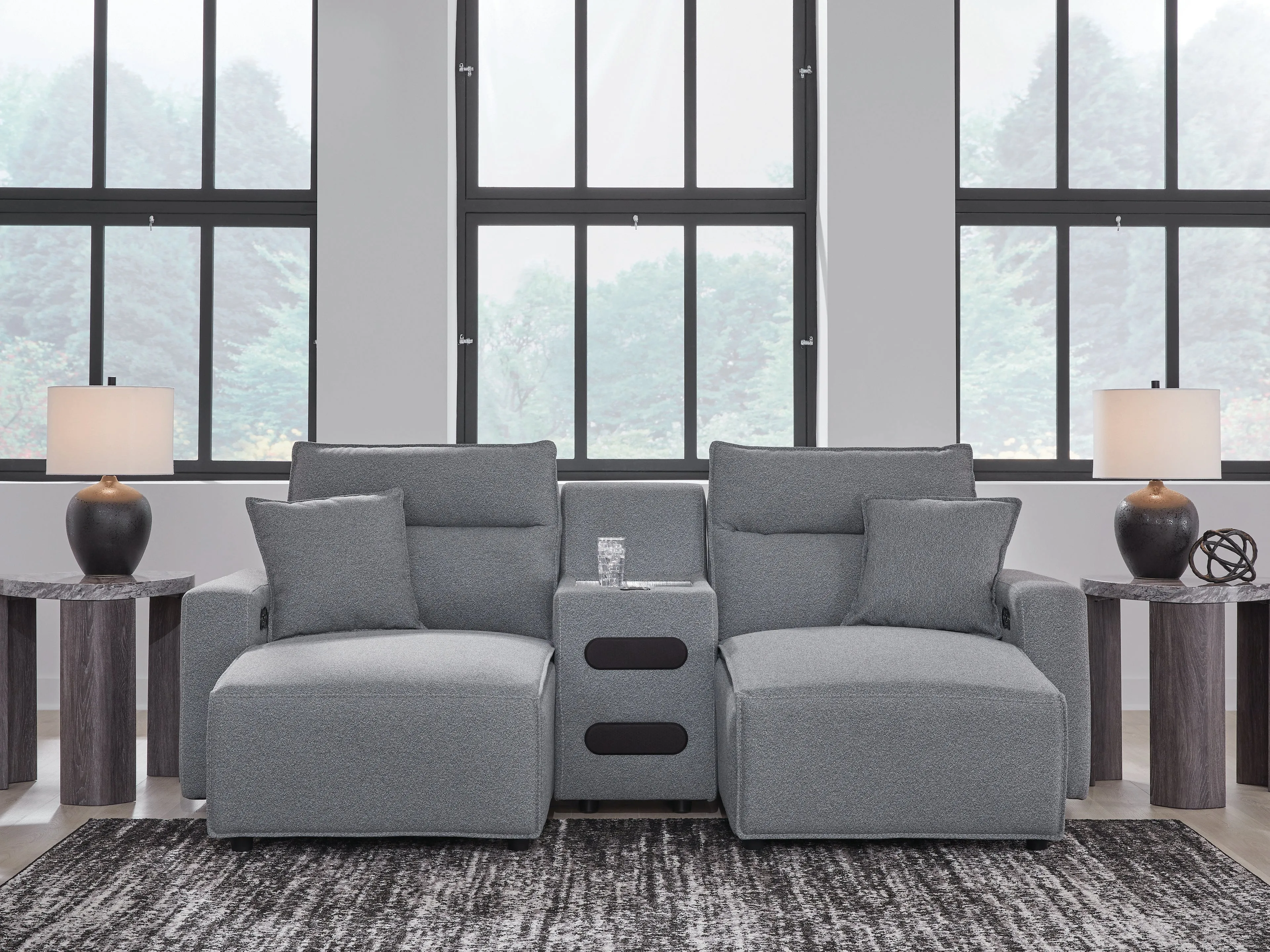 Modmax II Salt and Pepper 3-Piece Power Reclining Sectional with Double Chaise