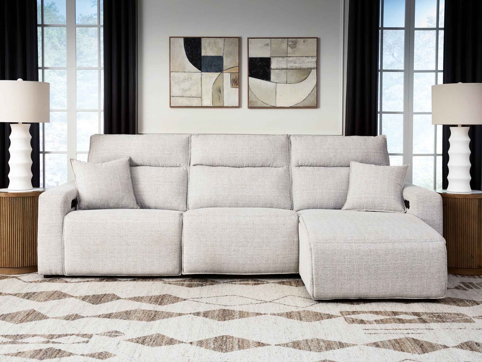 ModMax II Stone 3-Piece Reclining RAF Sofa Chaise