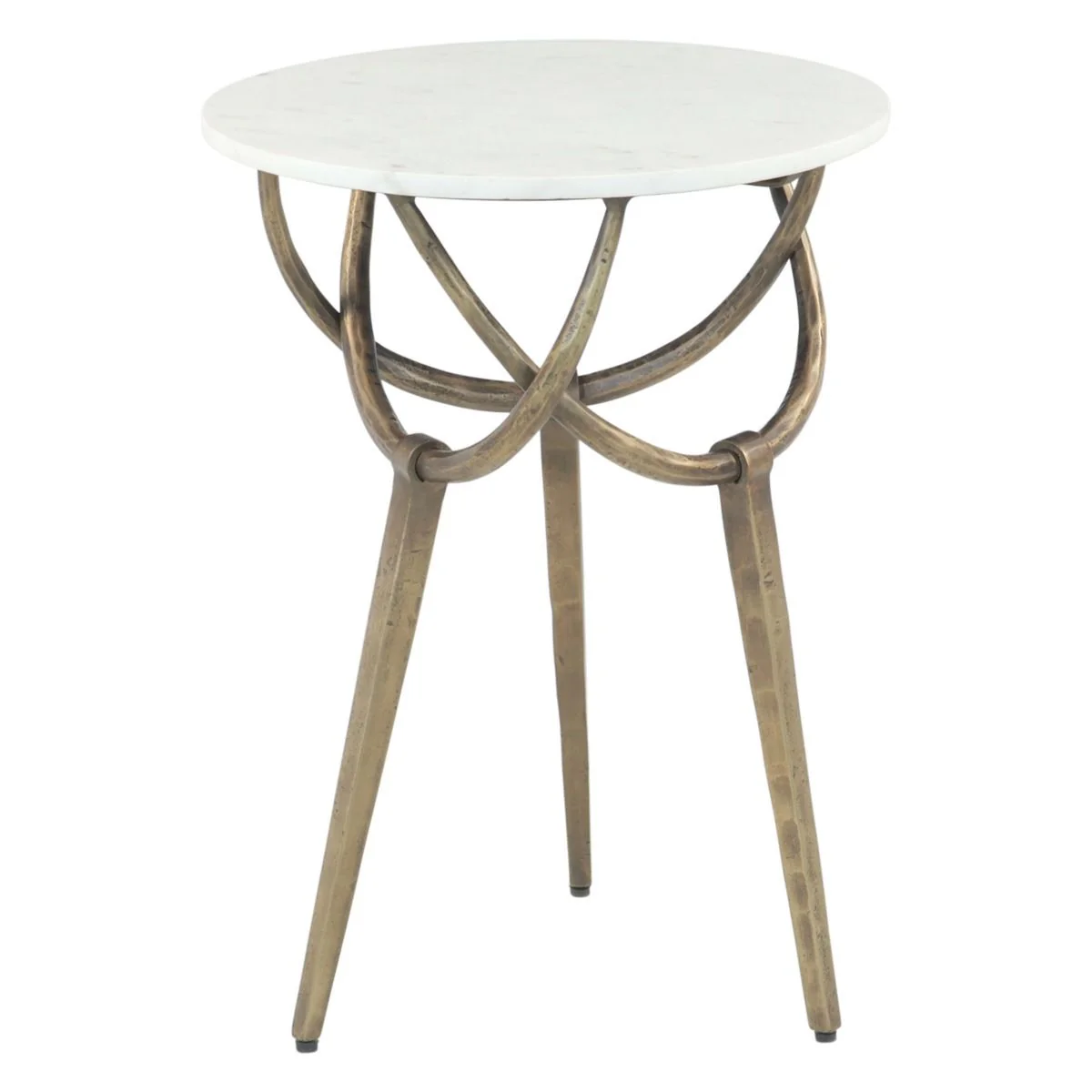Mojave 16" Side Table with White Marble and Antique Brass Base, Set of 2 - Image 2