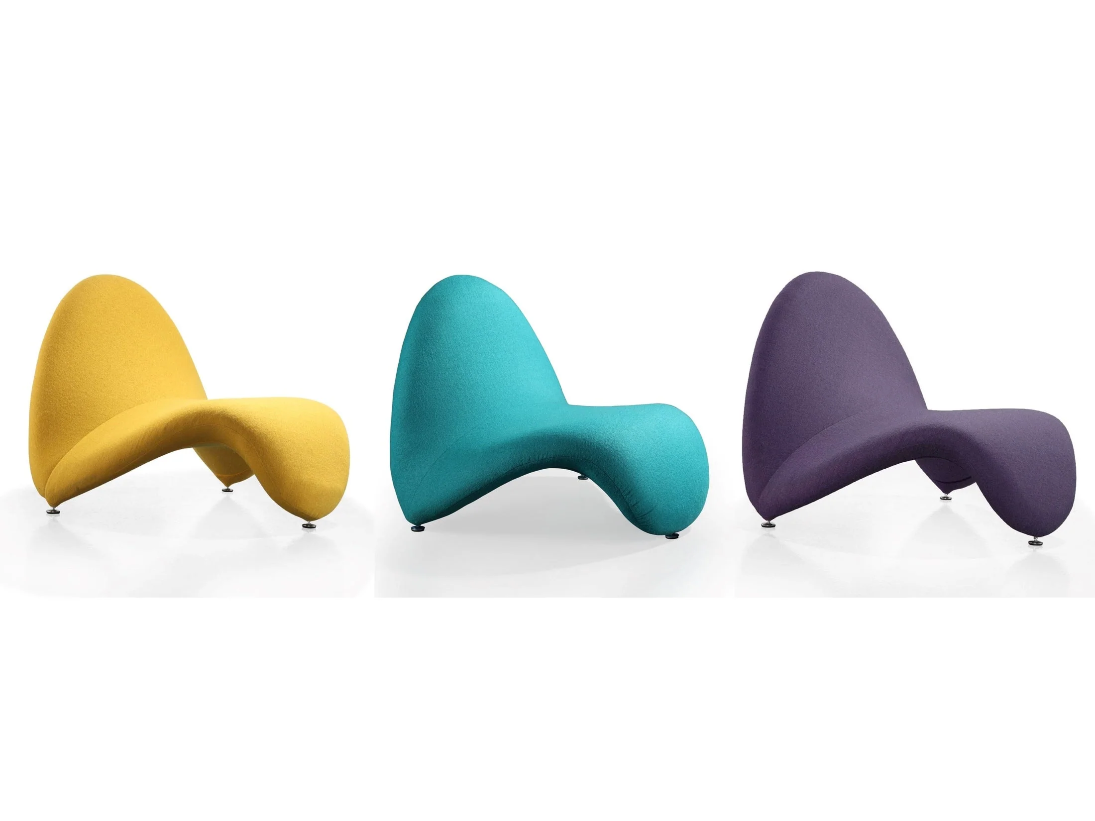 MoMa Multi Colored Accent Chair in Purple, Teal and Yellow (set of 3)