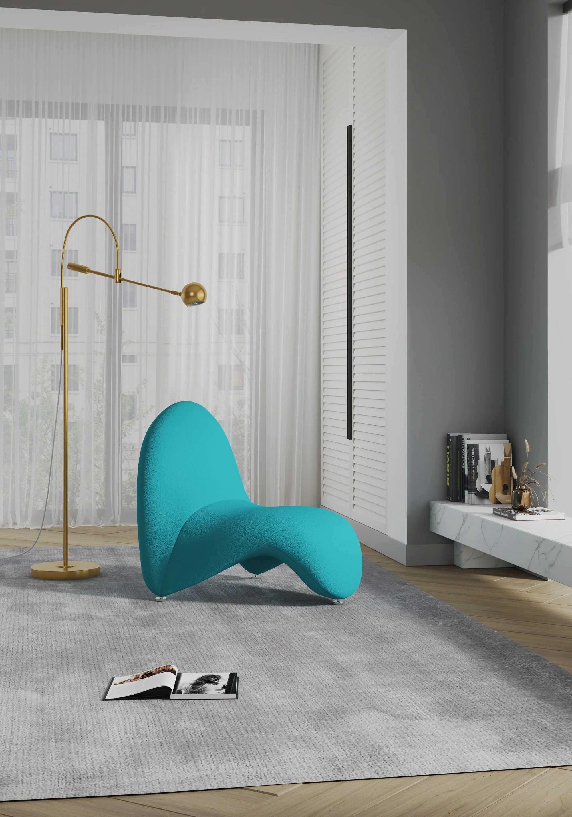 MoMa Multi Colored Accent Chair in Purple, Teal and Yellow (set of 3) - Image 5