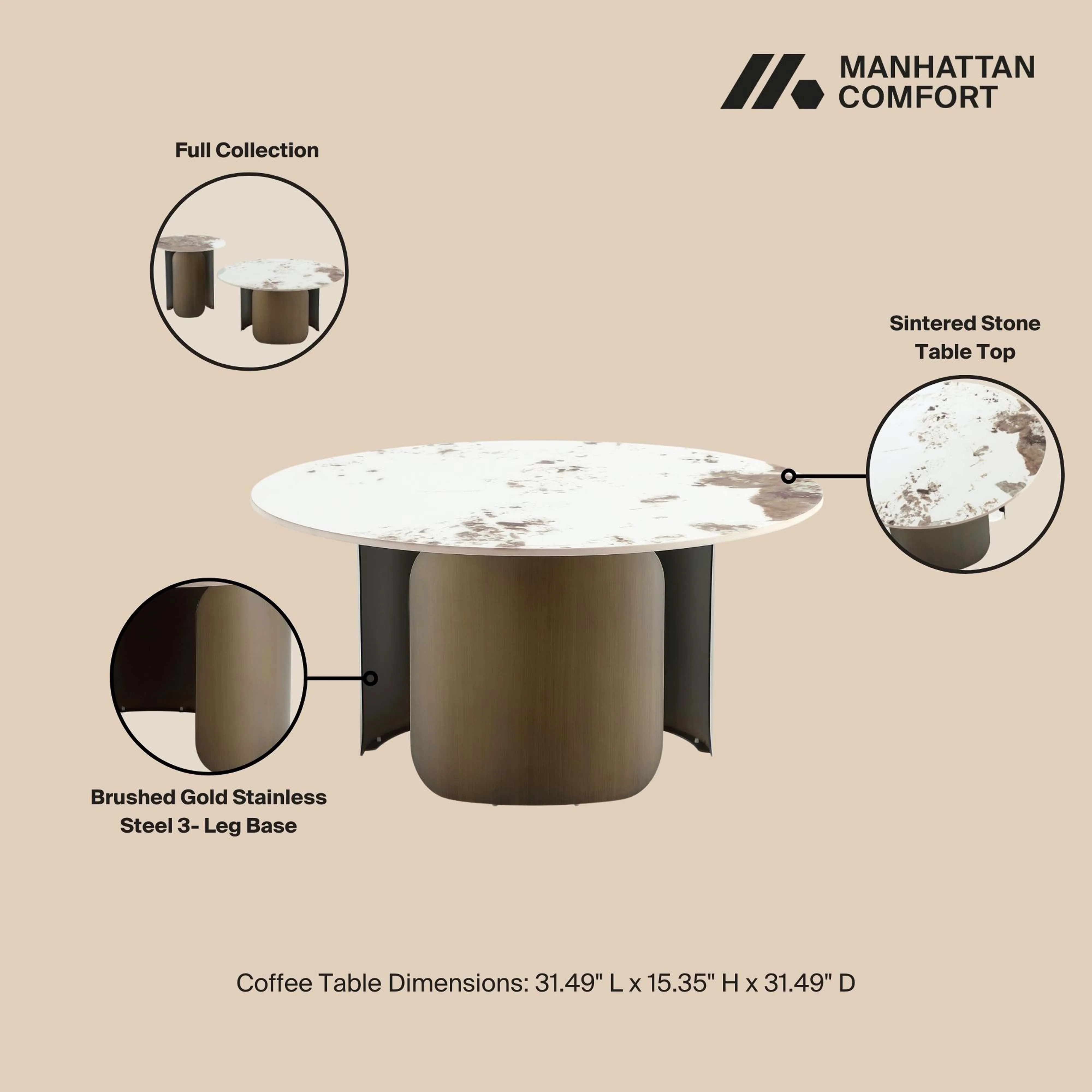 Monica Coffee Table and End Table in Gold (set of 2) - Image 4