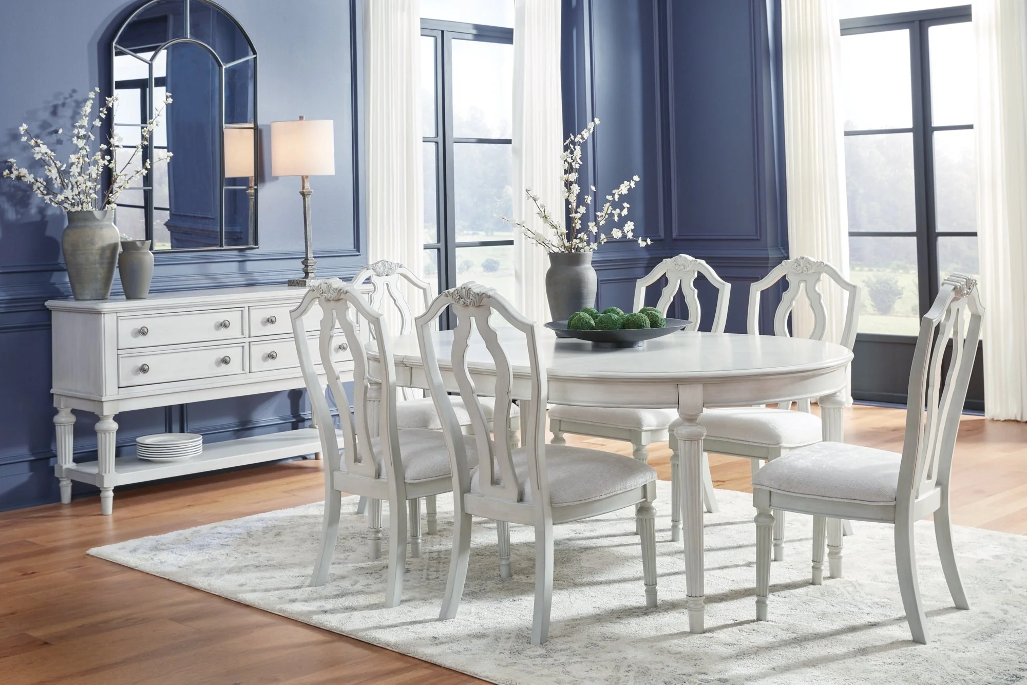 Montelaine Antiqued White Extendable Dining Room Set - Image 2