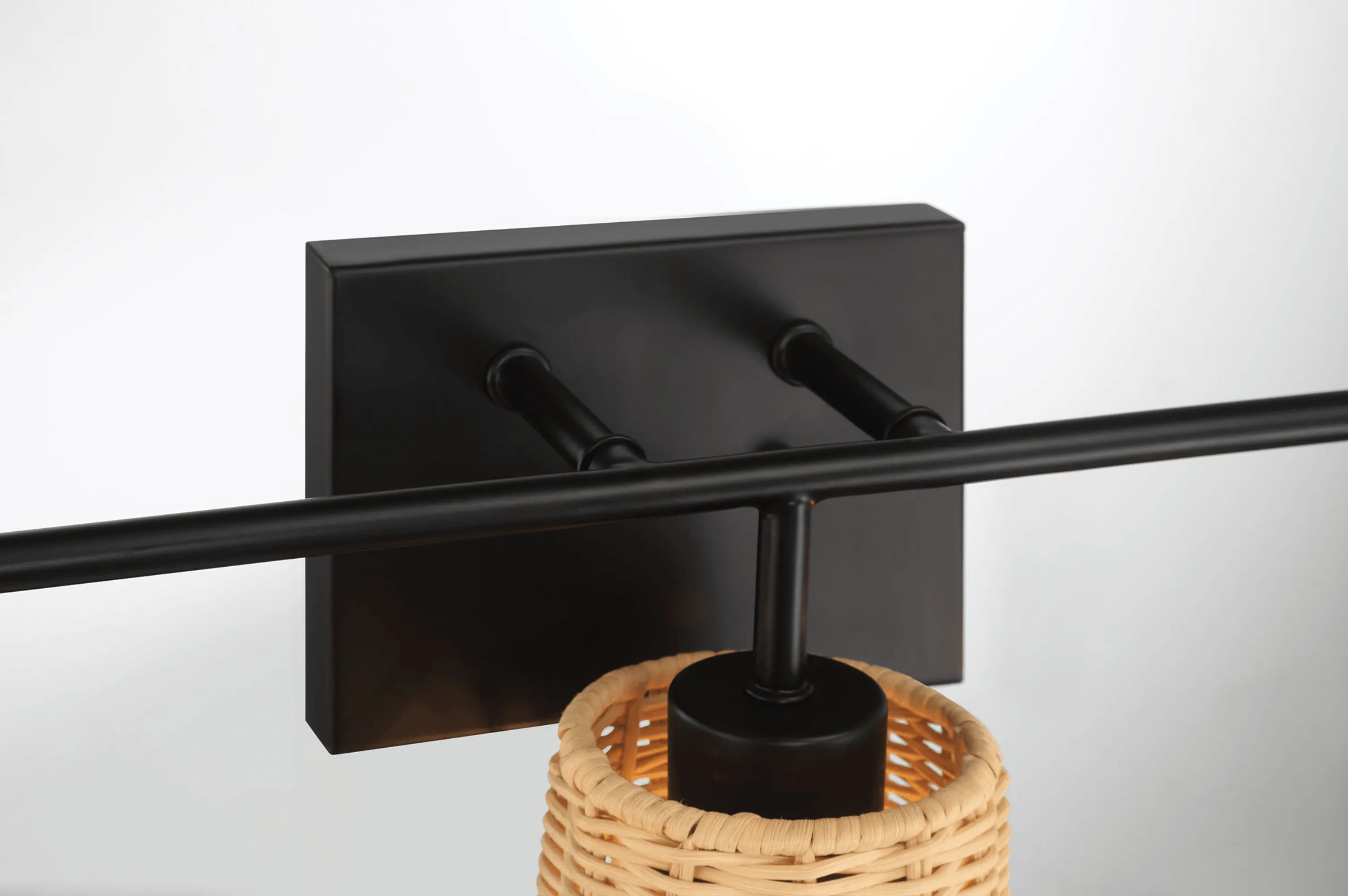 Moonlit Three Lights Wall Sconce With Rattan Shade, Bathroom Lighting Fixtures Over Mirror - Image 5