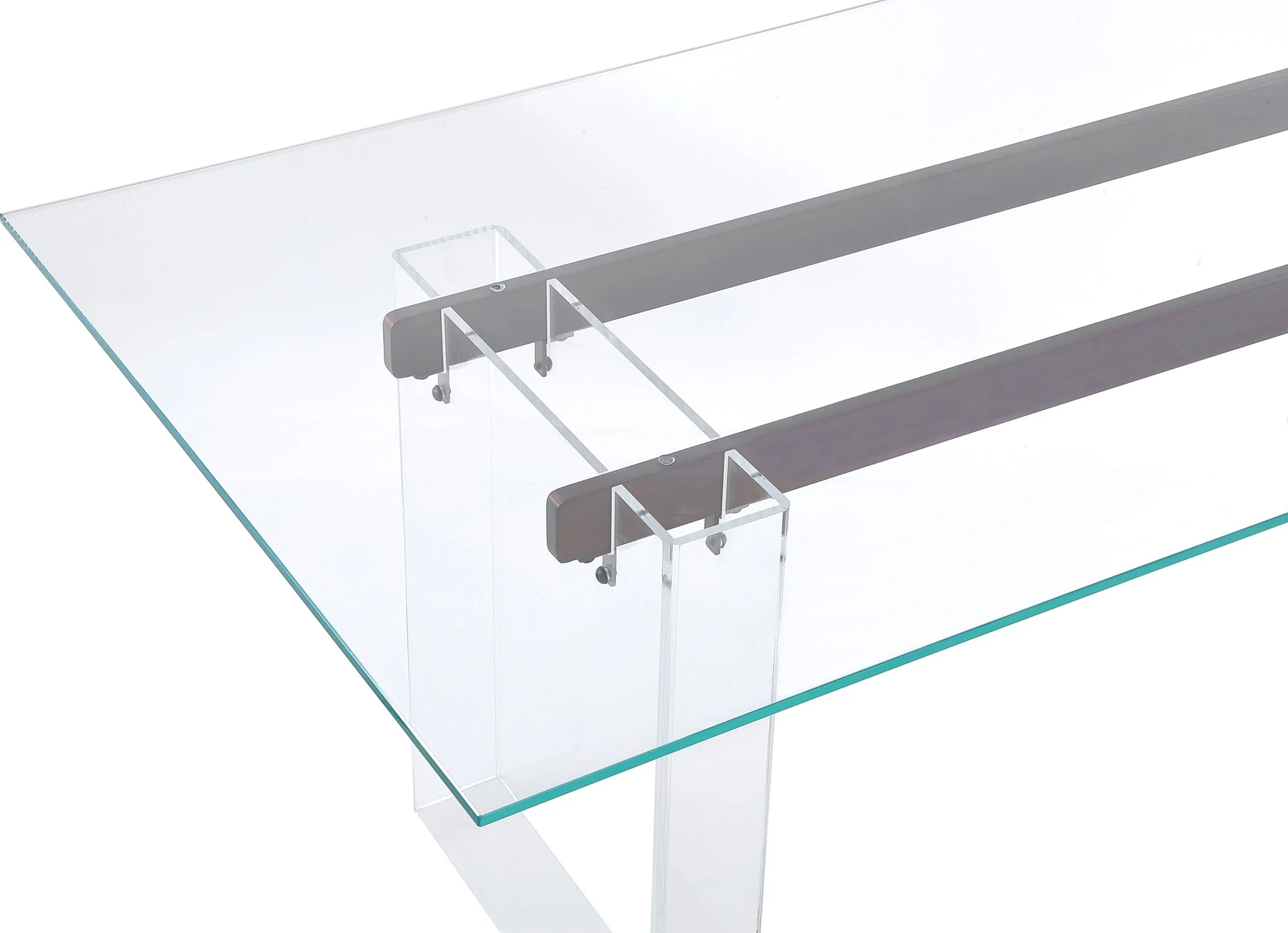 Moorea Clear/Glass/Bronze Double Pedestal Rectangular Dining Table - Image 5