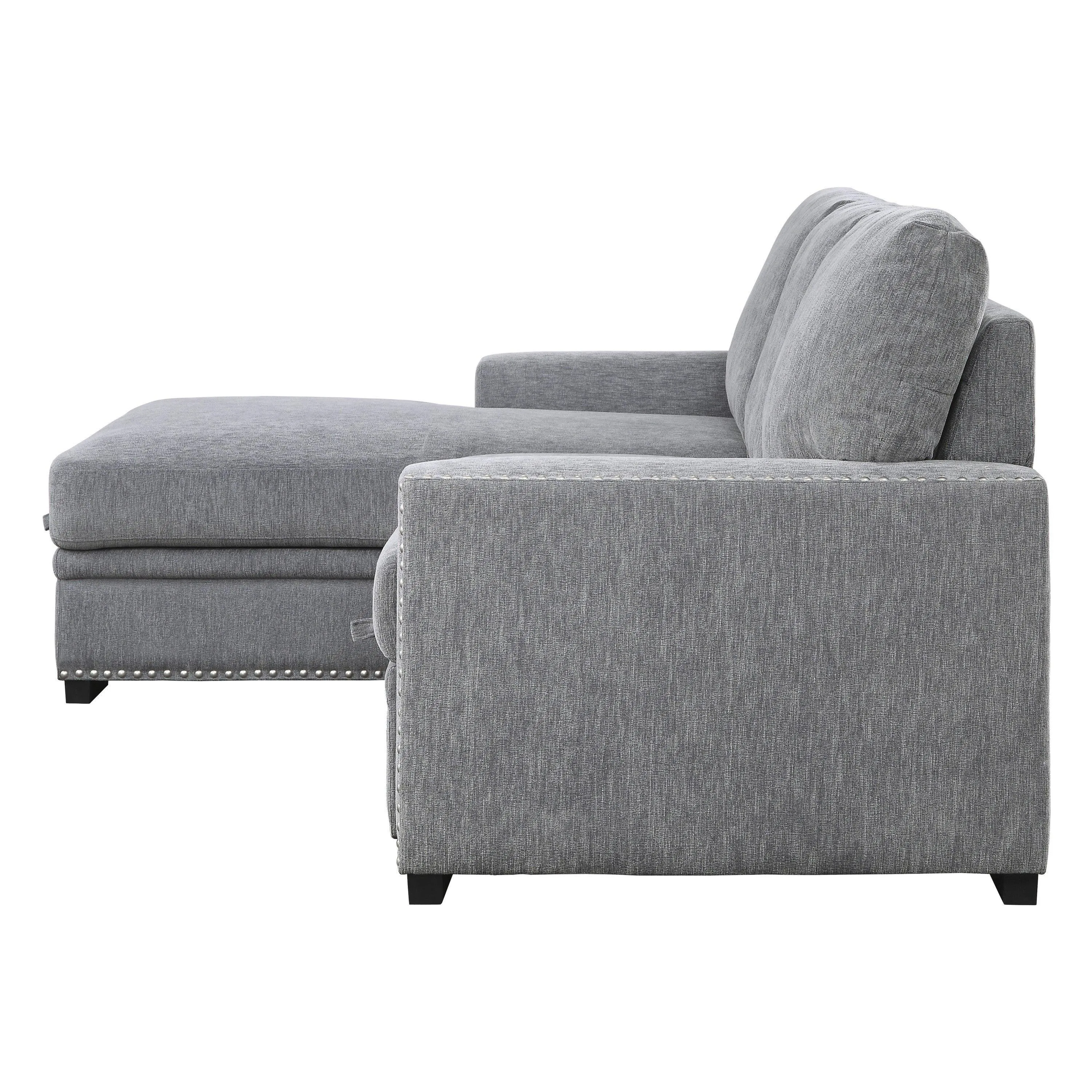 Morelia 2-Piece Sectional with Pull-out Bed and Left Chaise with Hidden Storage In Gray - Image 6