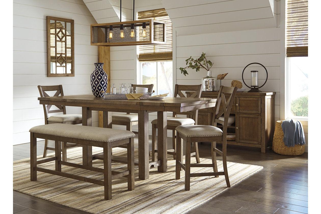 Moriville Grayish Brown Counter Height Bench - Image 4