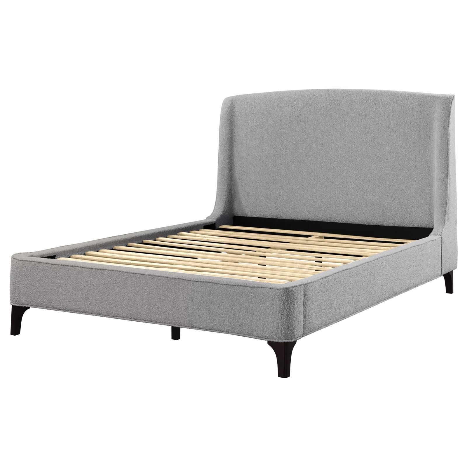 Mosby Light Gray Upholstered Curved Headboard Eastern King Platform Bed - Image 5