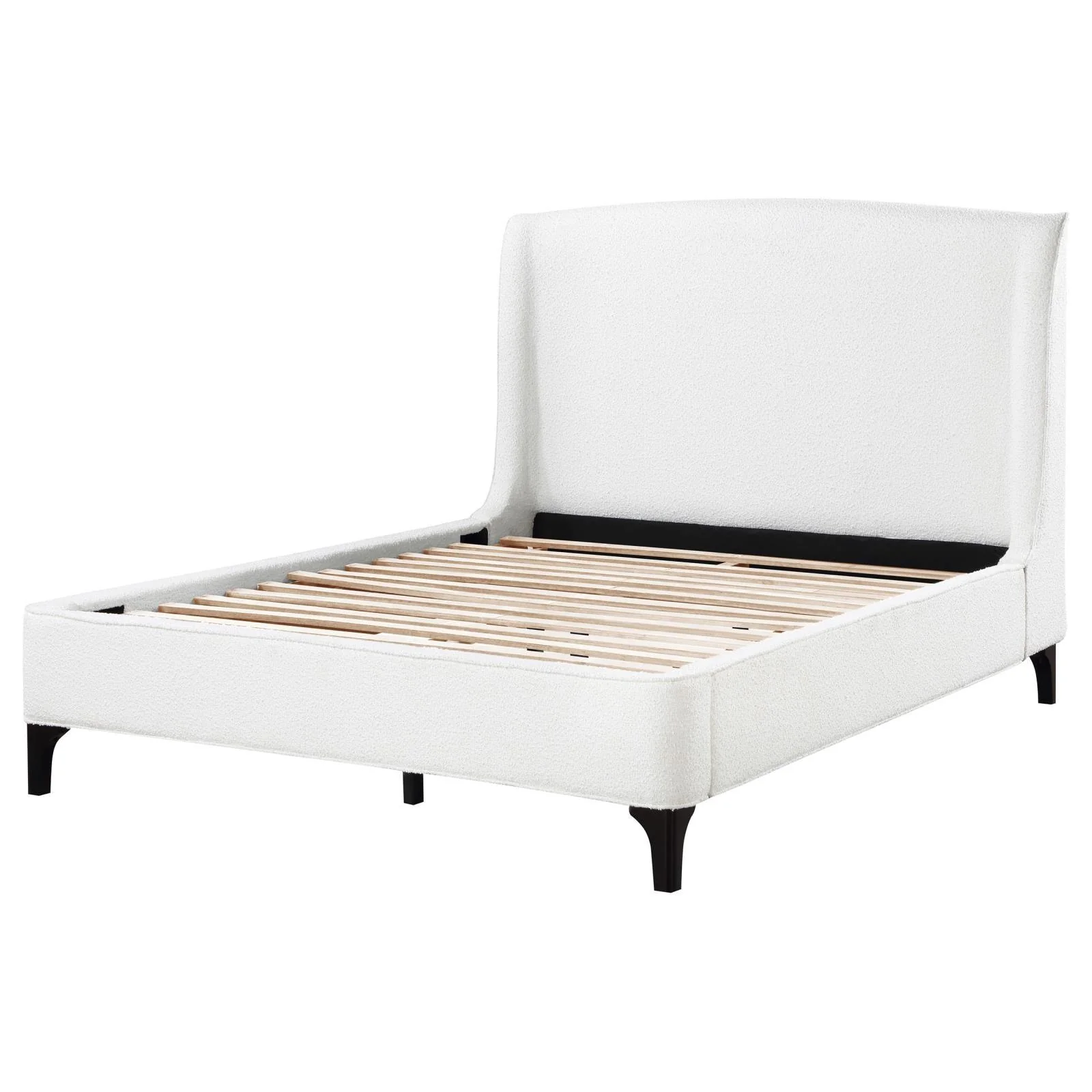 Mosby White Upholstered Curved Headboard Eastern King Platform Bed - Image 5