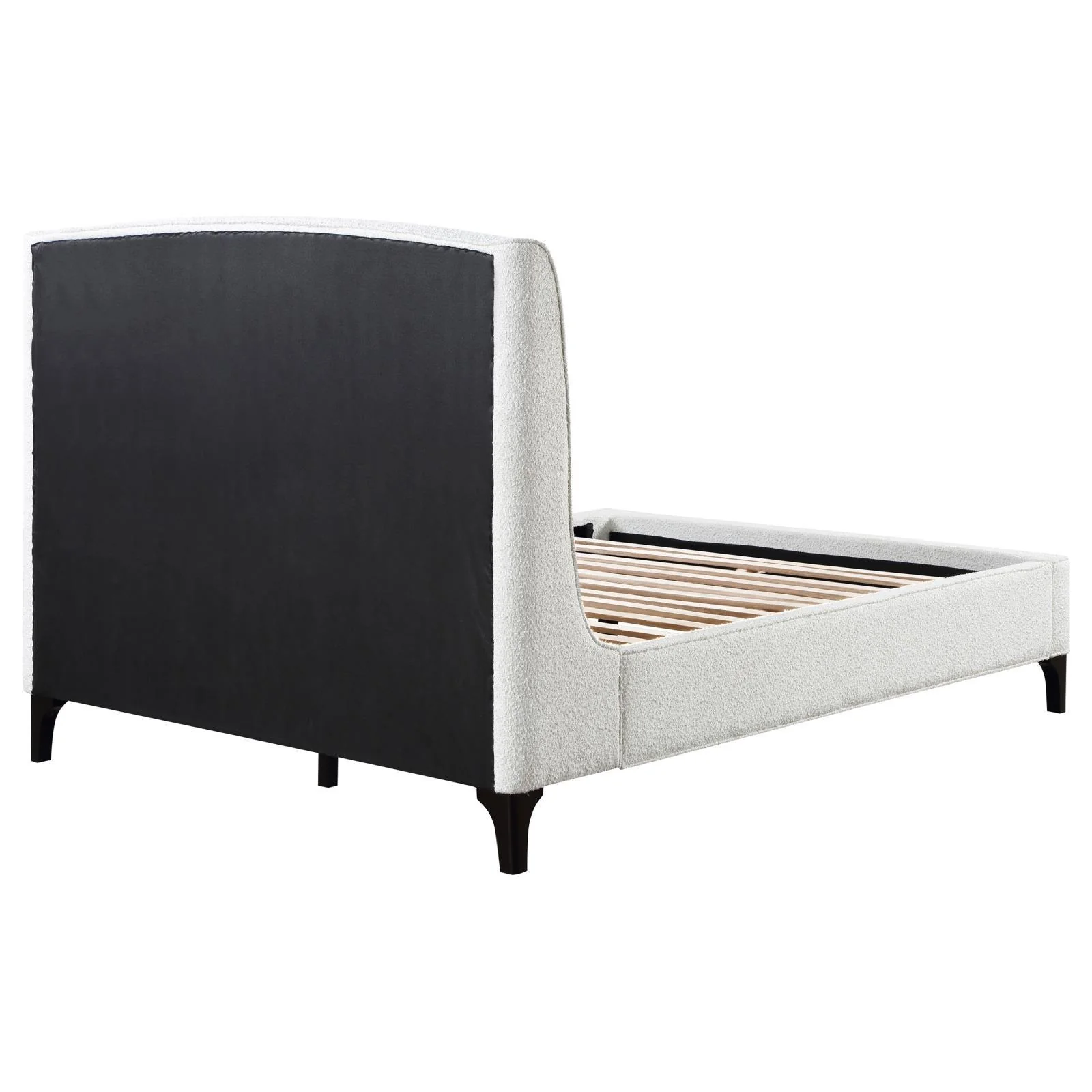 Mosby White Upholstered Curved Headboard Eastern King Platform Bed - Image 9