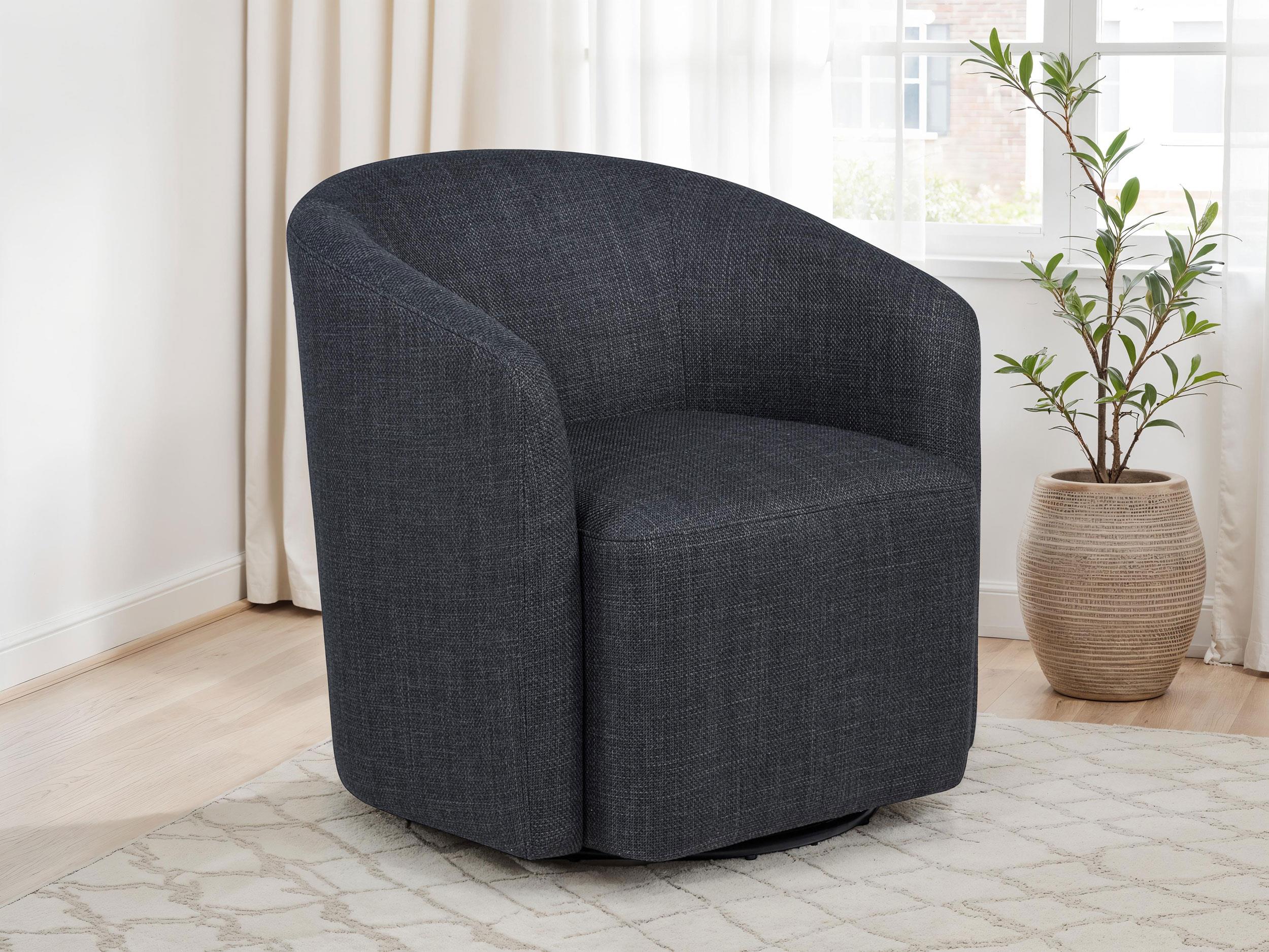 Mossbrook Anthracite Upholstered Swivel Accent Chair