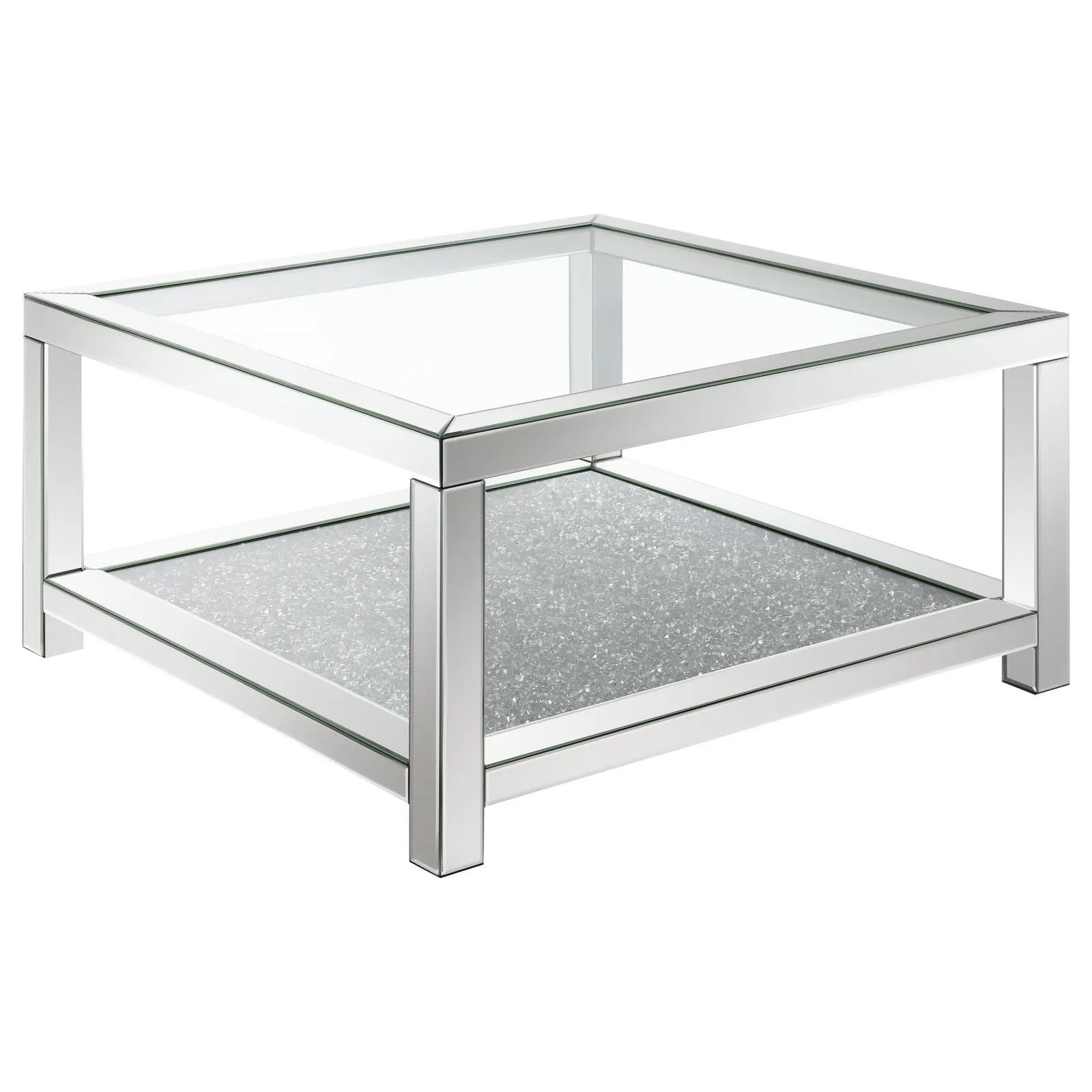 Mozzi Mirror Rectangular Coffee Table with Glass Top - Image 2