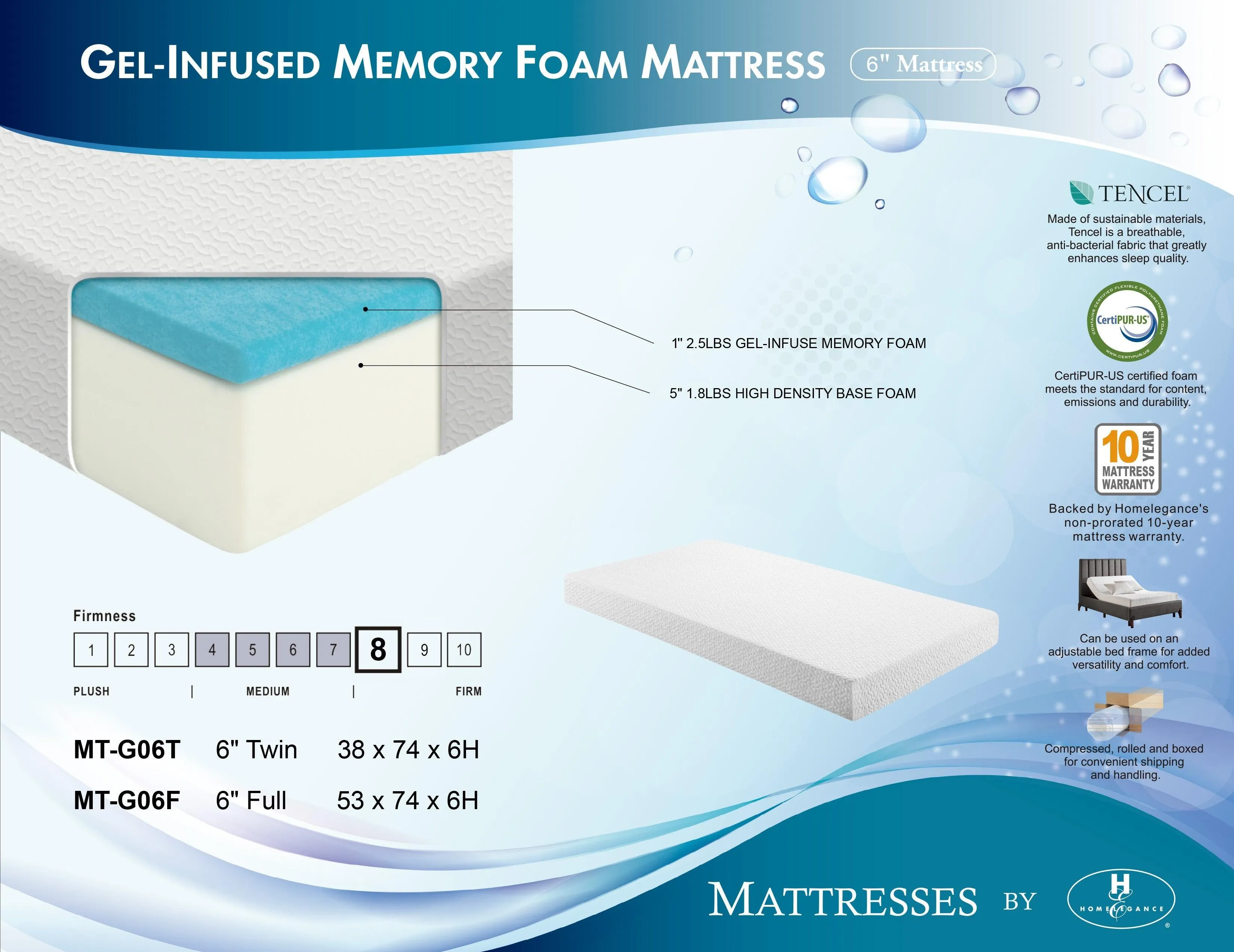MT-G06F 6" Full Gel-Infused Memory Foam Mattress - Image 4