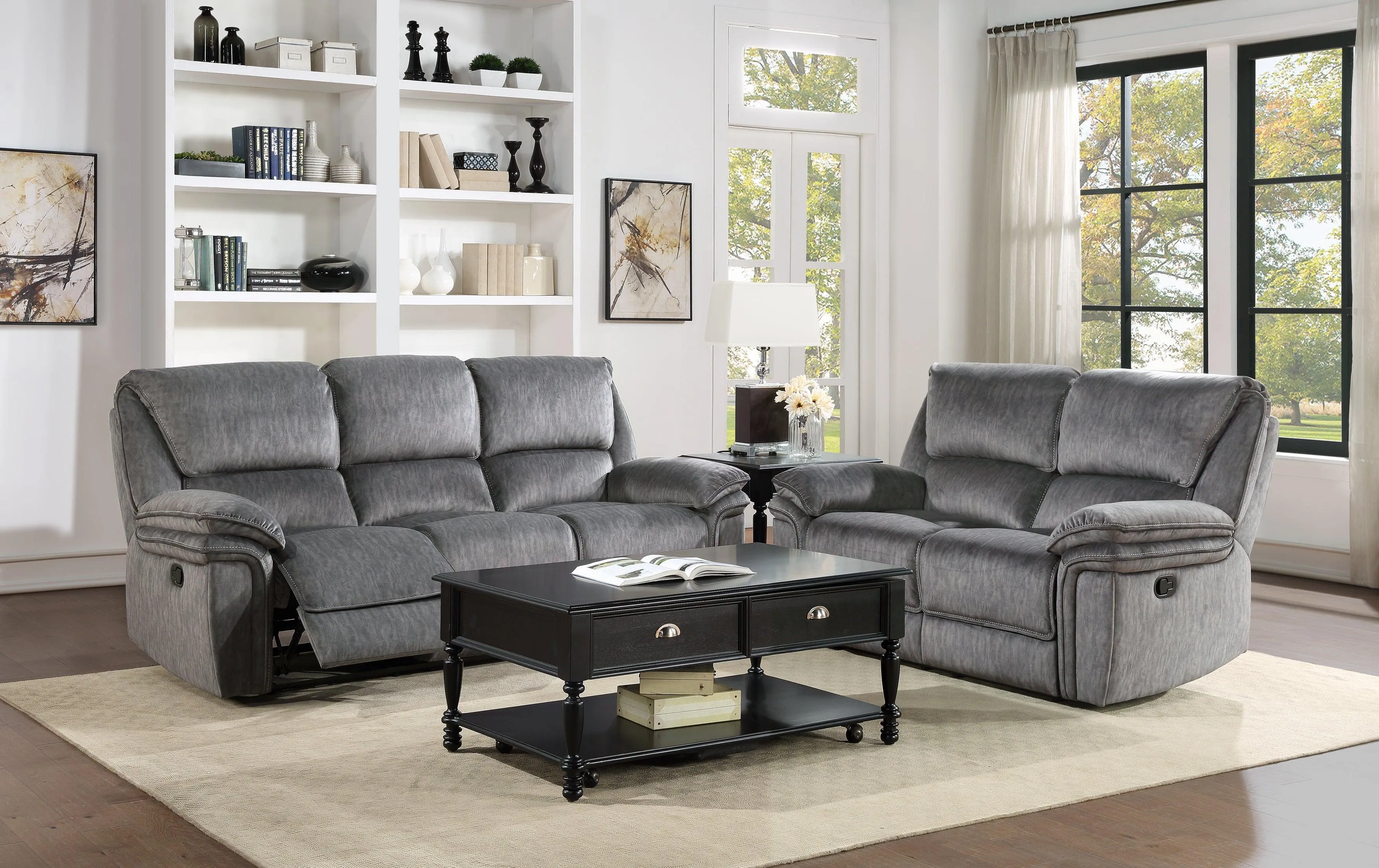 Muirfield Gray Double Reclining Sofa - Image 7