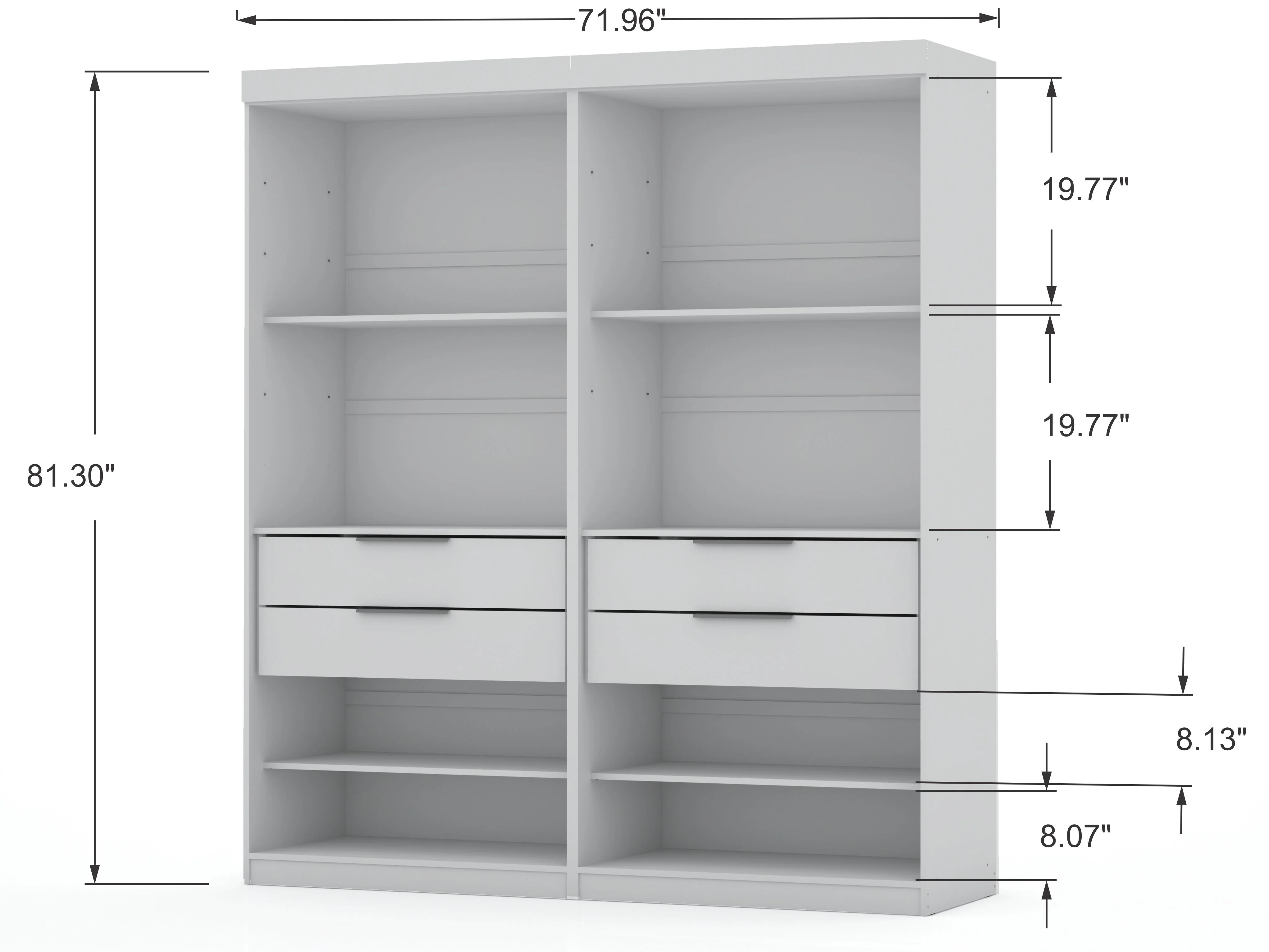 Mulberry Open 2 Sectional Closet in White (set of 2) - Image 3